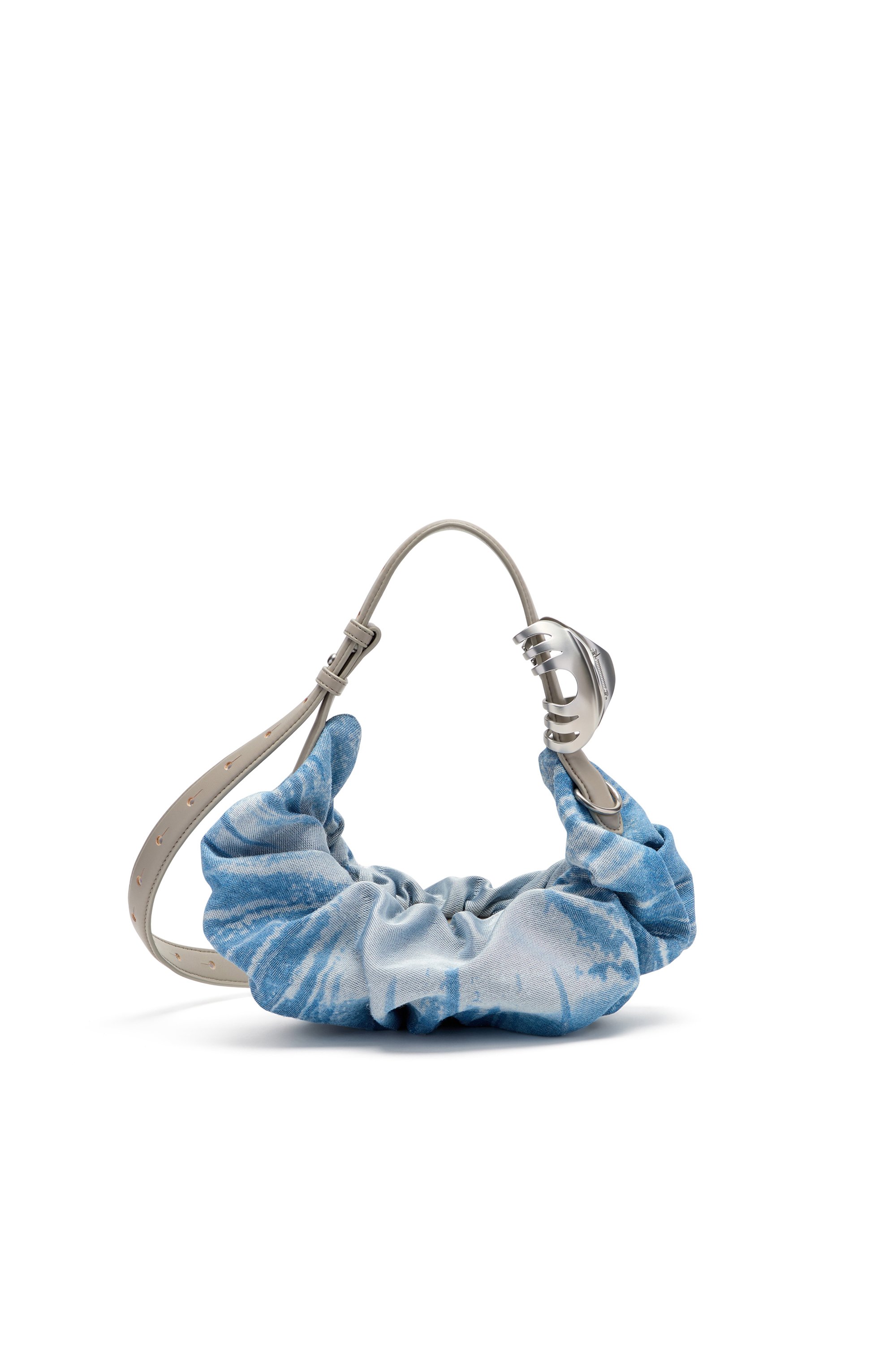 Diesel - GRAB-D HOBO S, Female's Grab-D-Scrunched hobo bag in satin denim in ブルー - 3