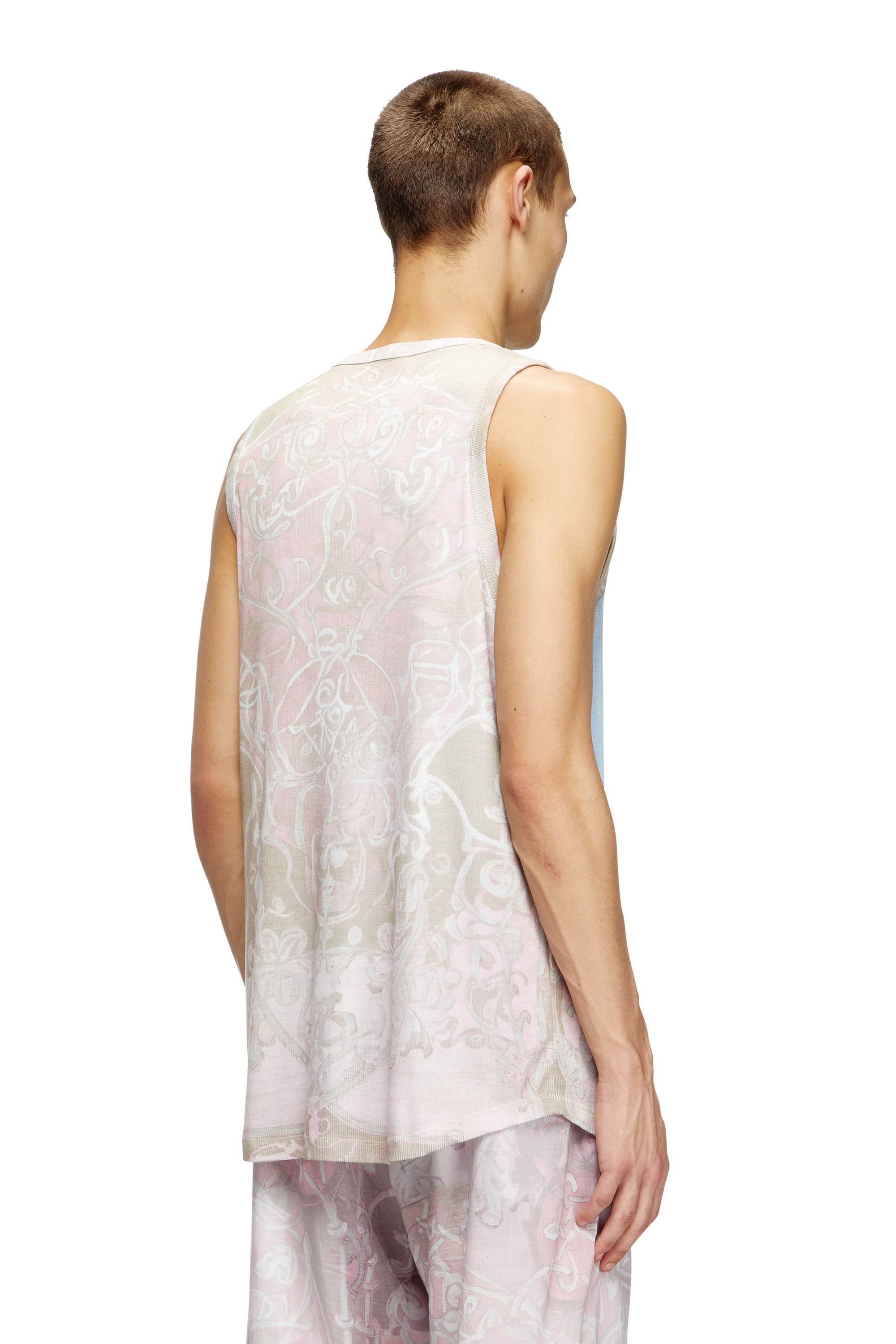 Diesel - T-ALY, Male's Tank top with medieval print in ピンク / ホワイト - 4
