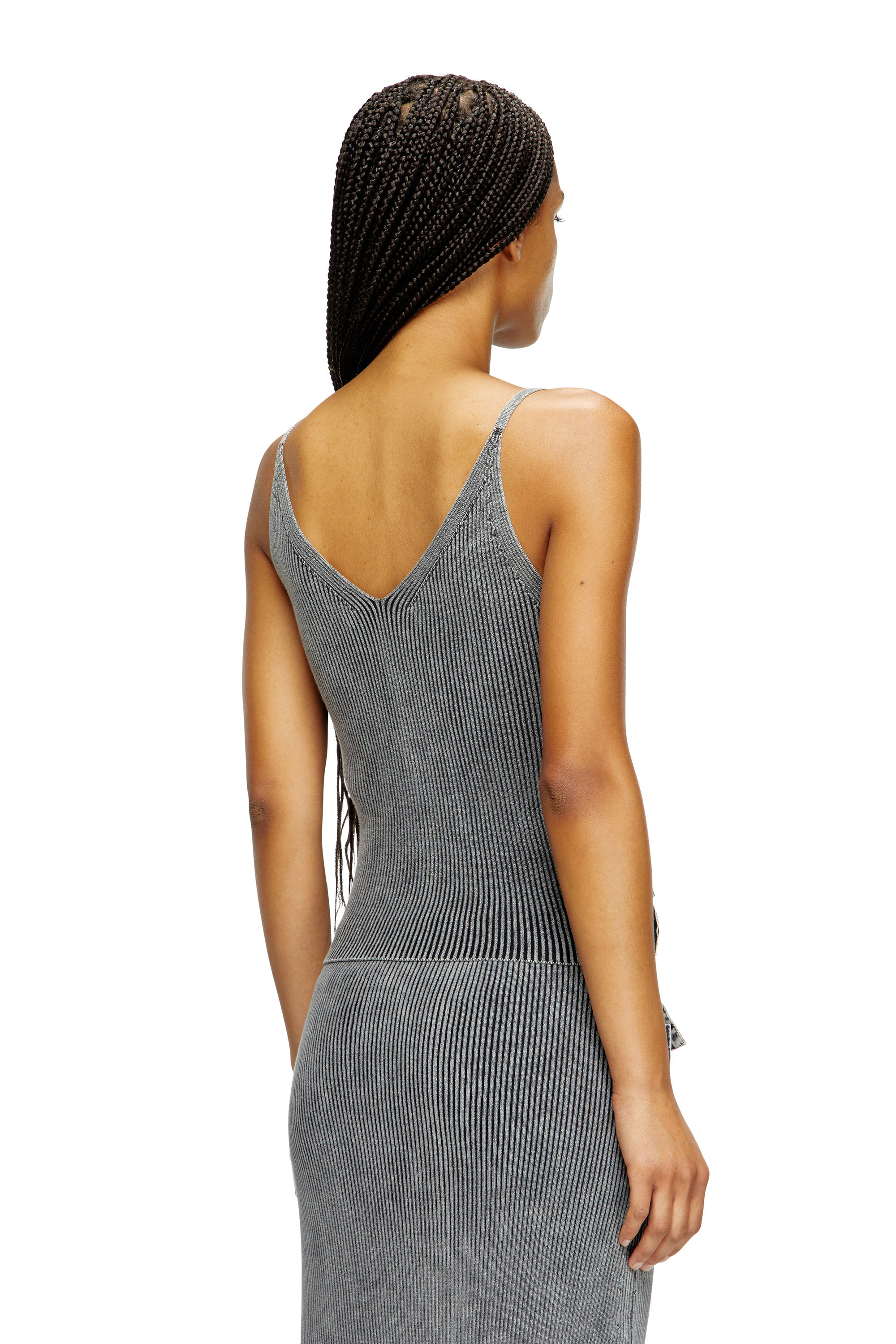 Diesel - M-MELLY, Female's Knit tank top with denim cargo pockets in ダークグレー - 2