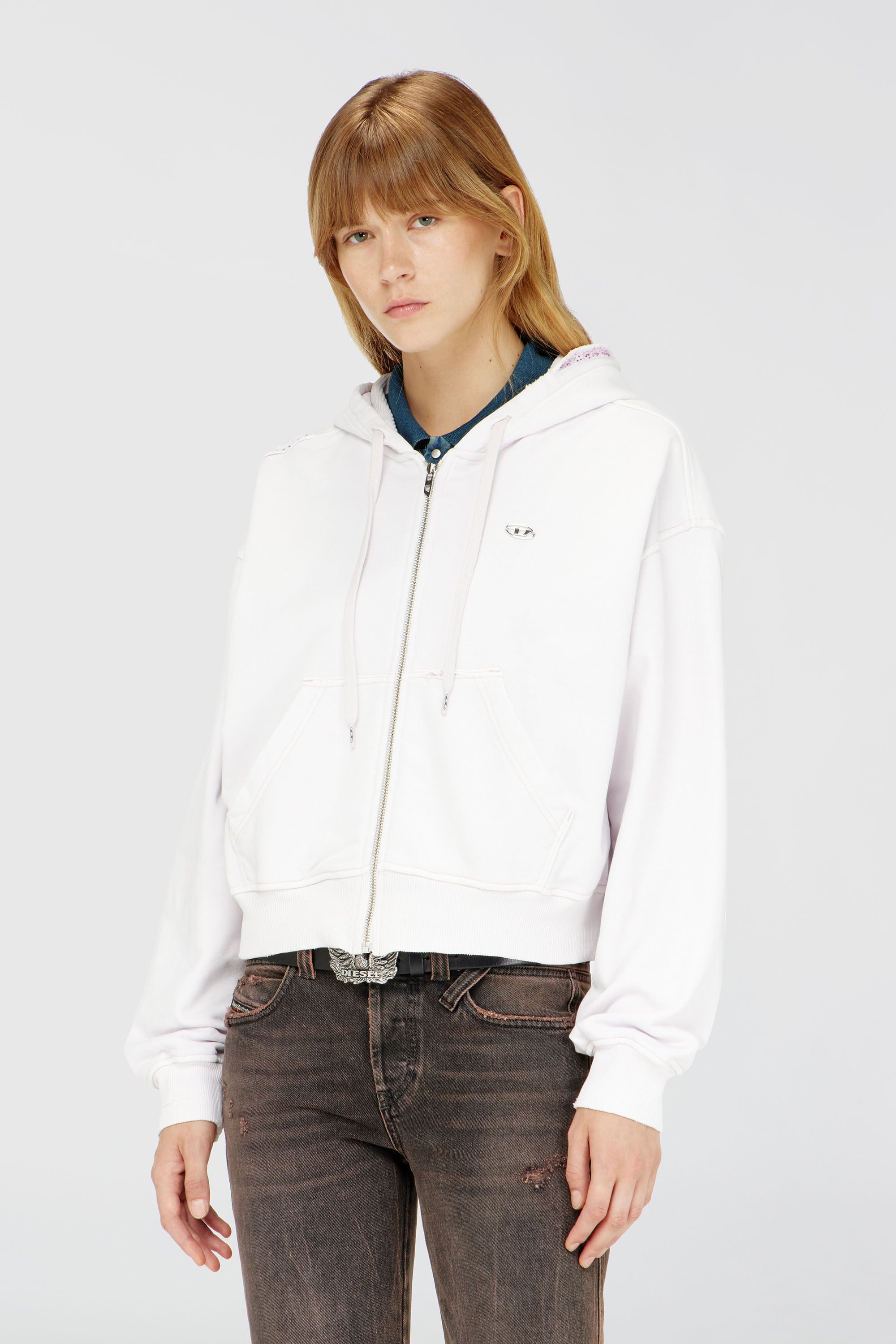 Diesel - F-ELYCY-CRYSTALS, Female's ジップアップパーカー in ホワイト - 1