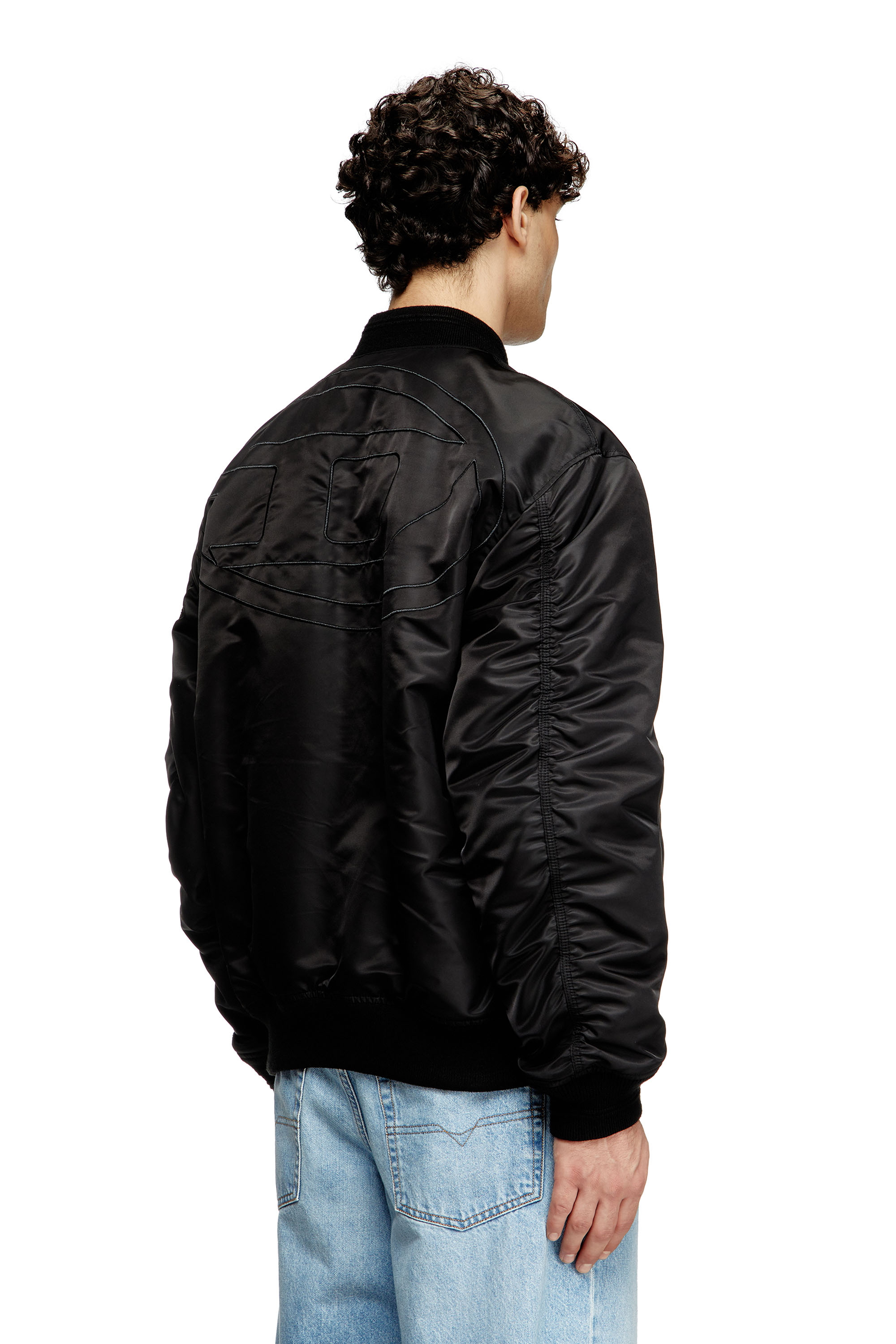 Diesel - J-HELD, Male's Bomber in padded nylon with Oval D in ブラック - 5