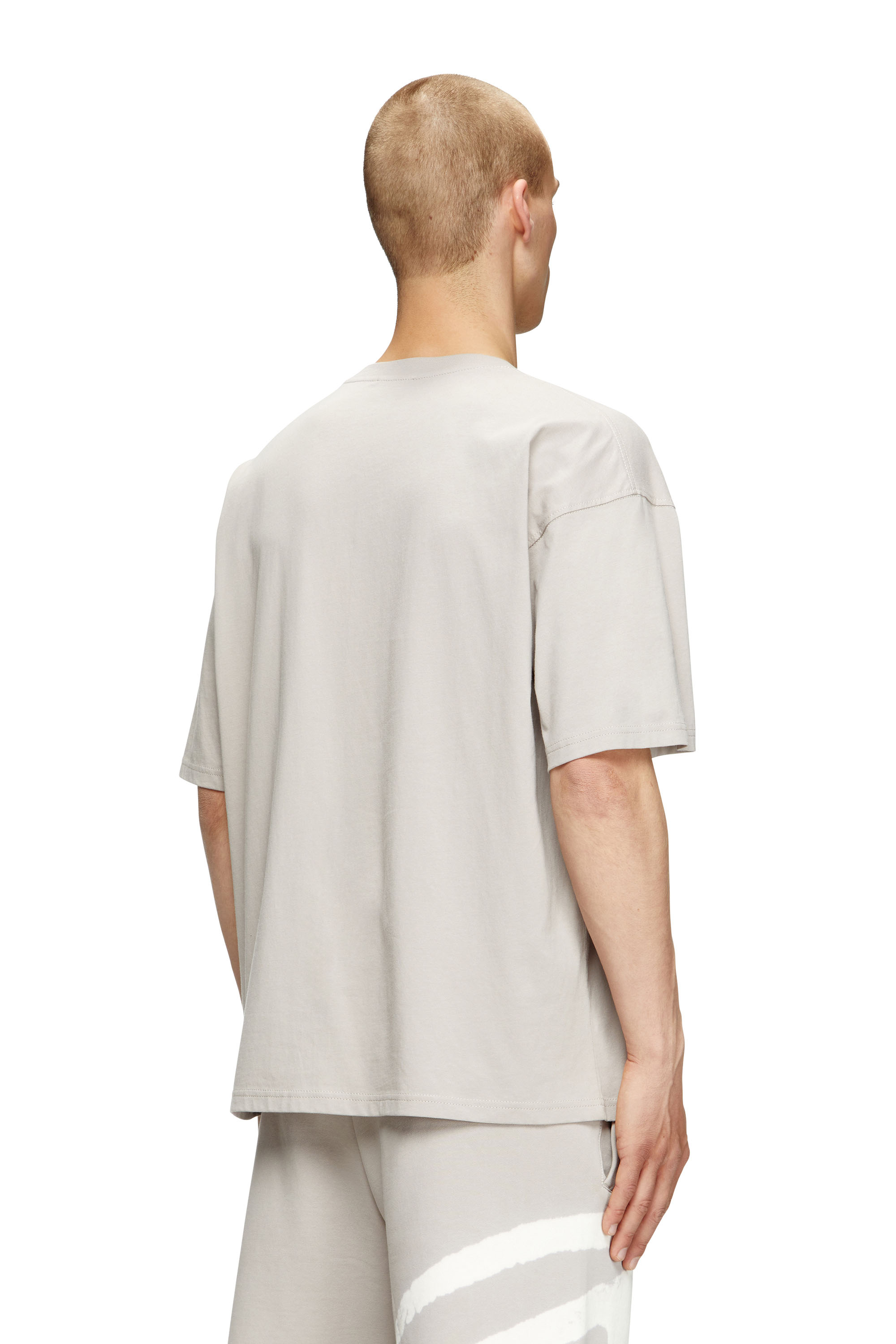 Diesel - T-BOXT-BLEACH, Male's T-shirt with bleached Oval D logo in グレー - 4