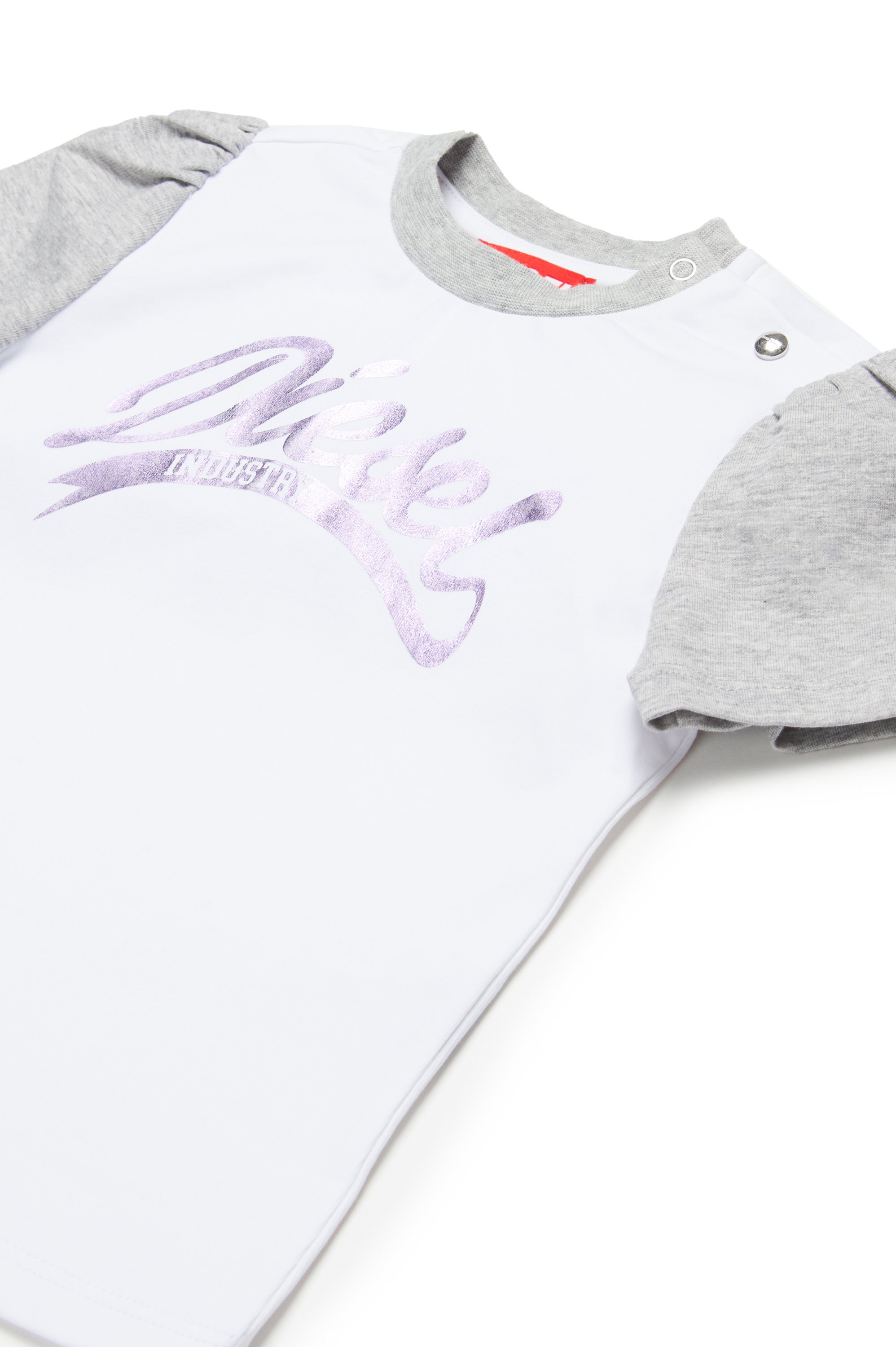 Diesel - TWELB, Female's Colour-block T-shirt with metallic logo in ホワイト - 3