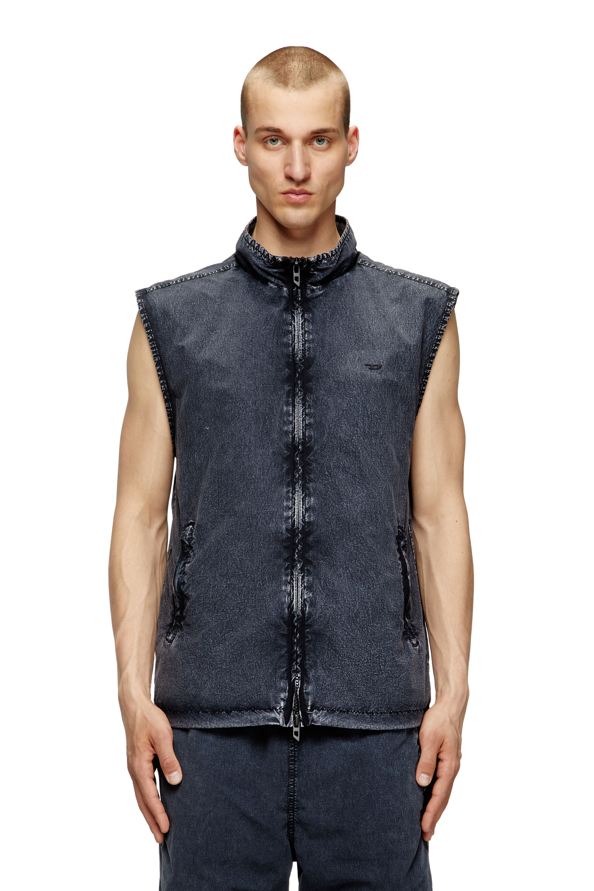 Diesel - J-ERB, Male's Vest in recycled nylon taslan in ブラック - 1