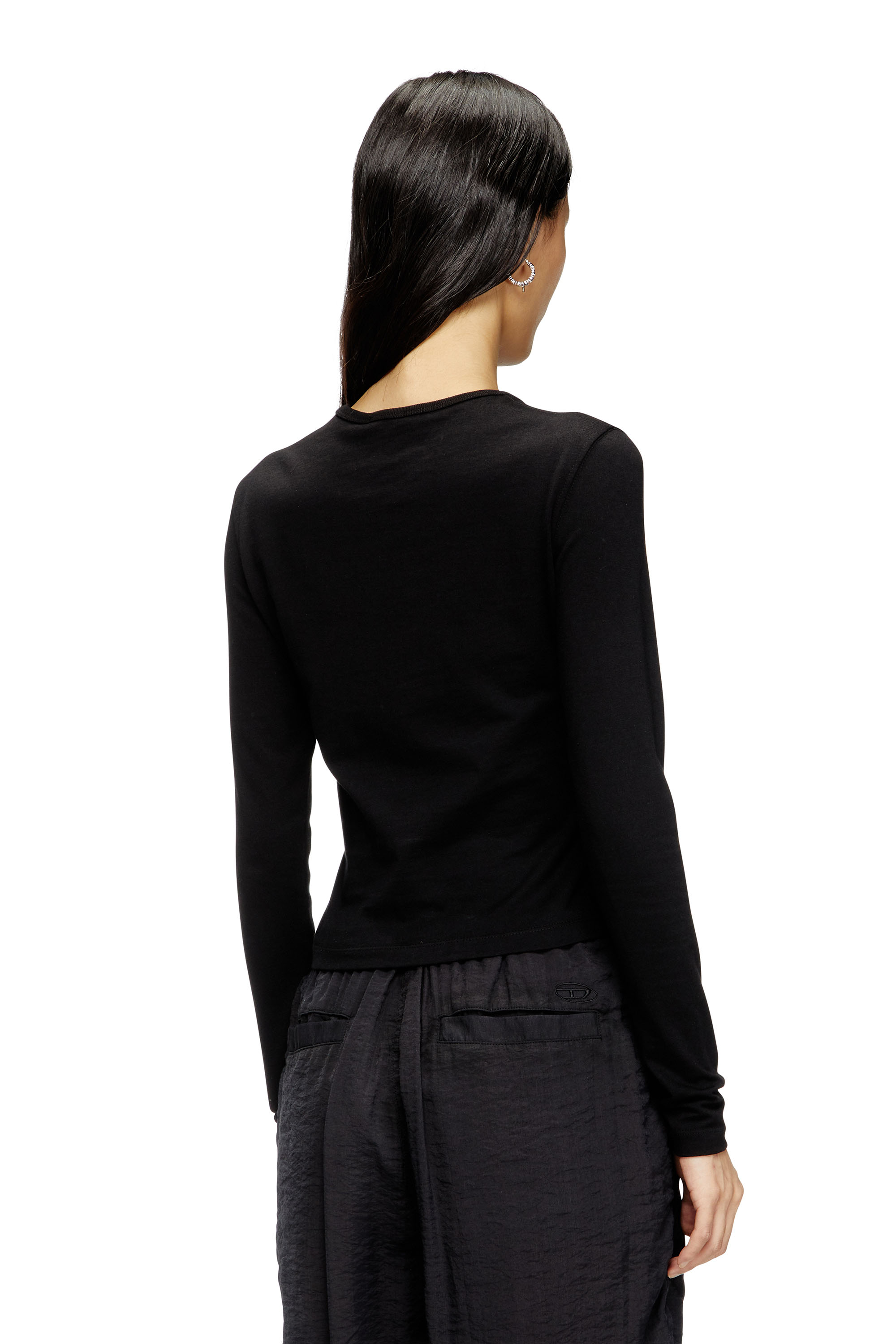 Diesel - T-UNCUTIE-LONG-LS-OD, Female's Long-sleeve top with Oval D cut-out in ブラック - 4