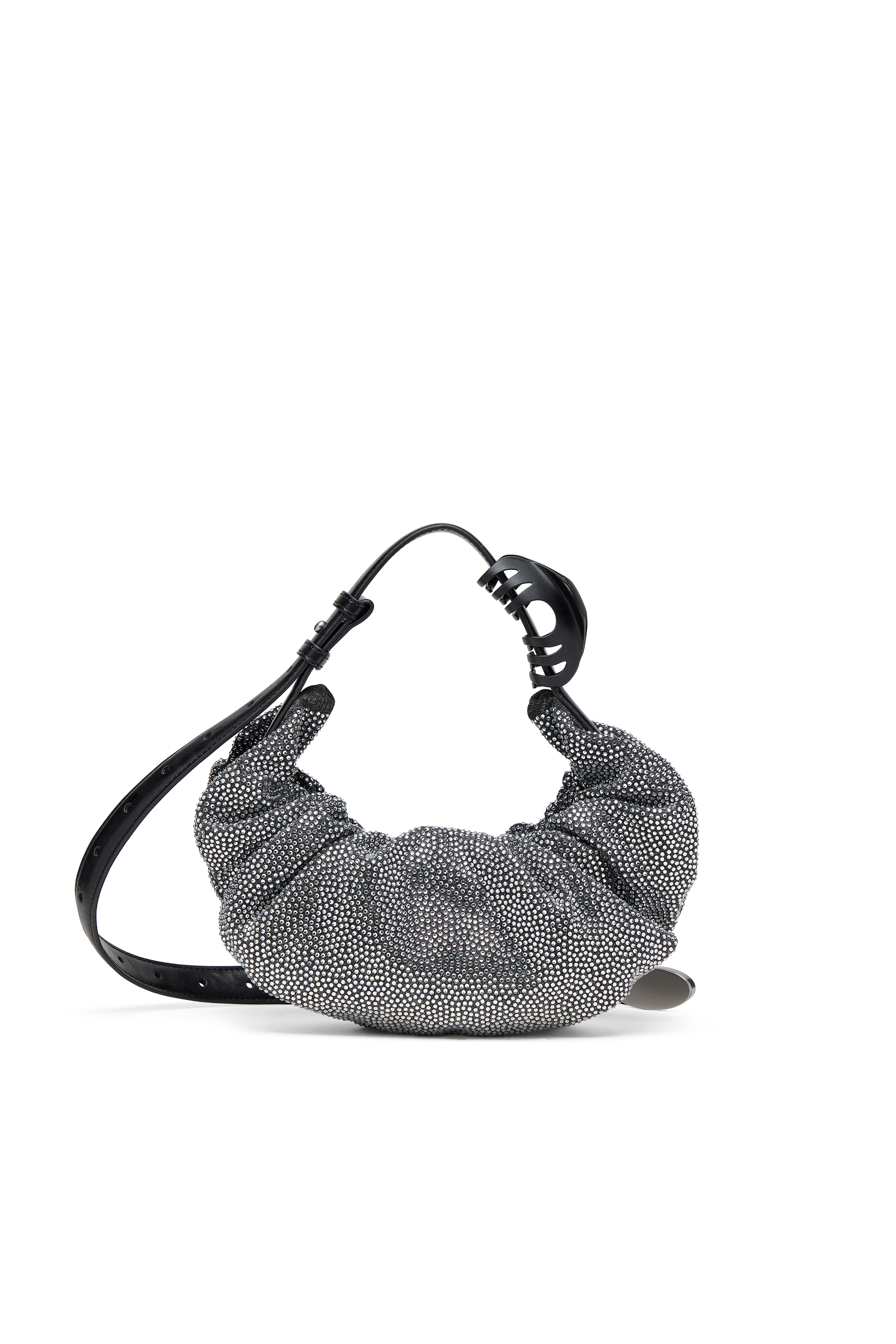 Diesel - GRAB-D HOBO S, Female's Grab-D S-Small scrunched hobo bag in crystal denim in ブラック - 3