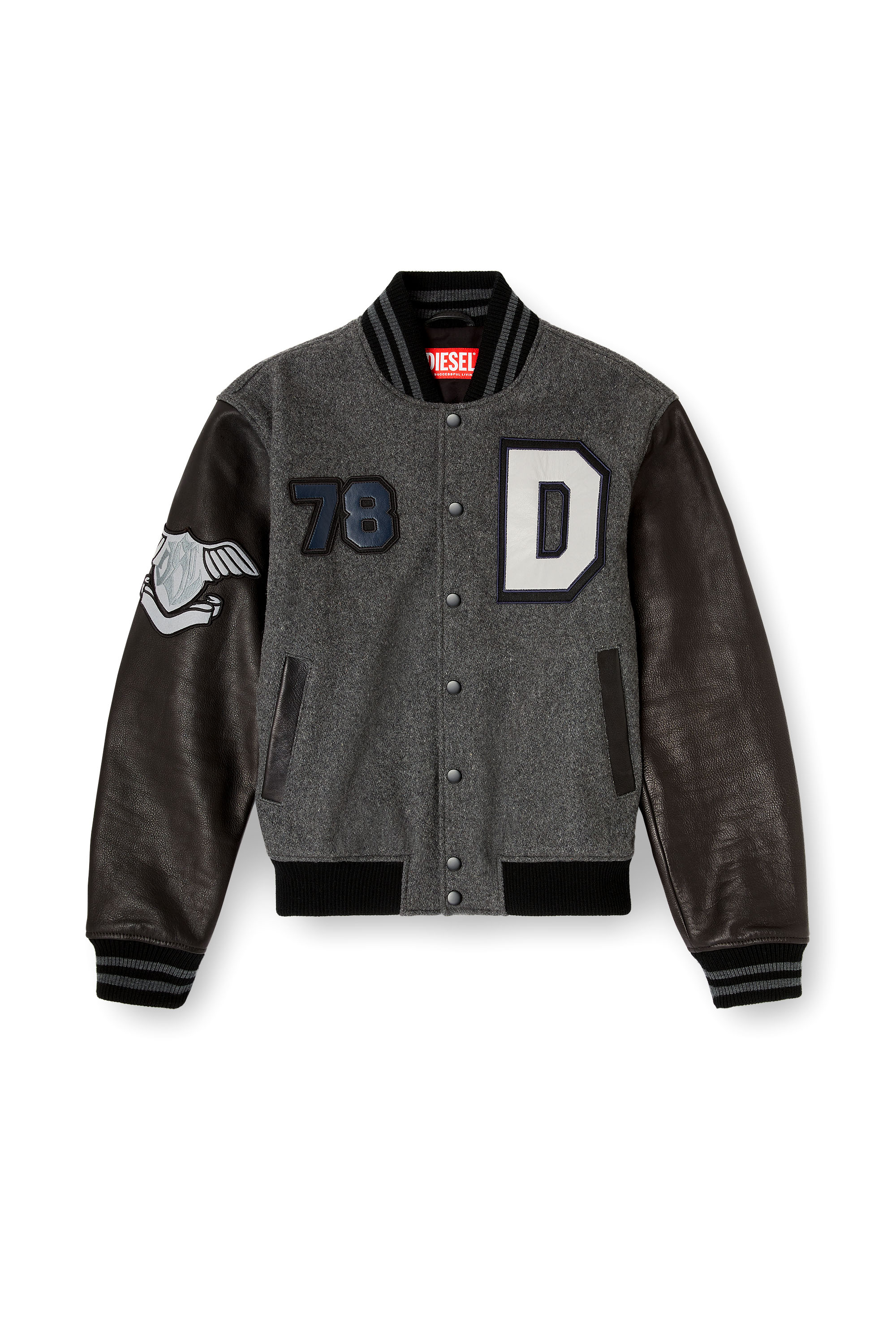 Diesel - L-ARRY-CP, Male's バーシティジャケット in ブラック/グレー - 2