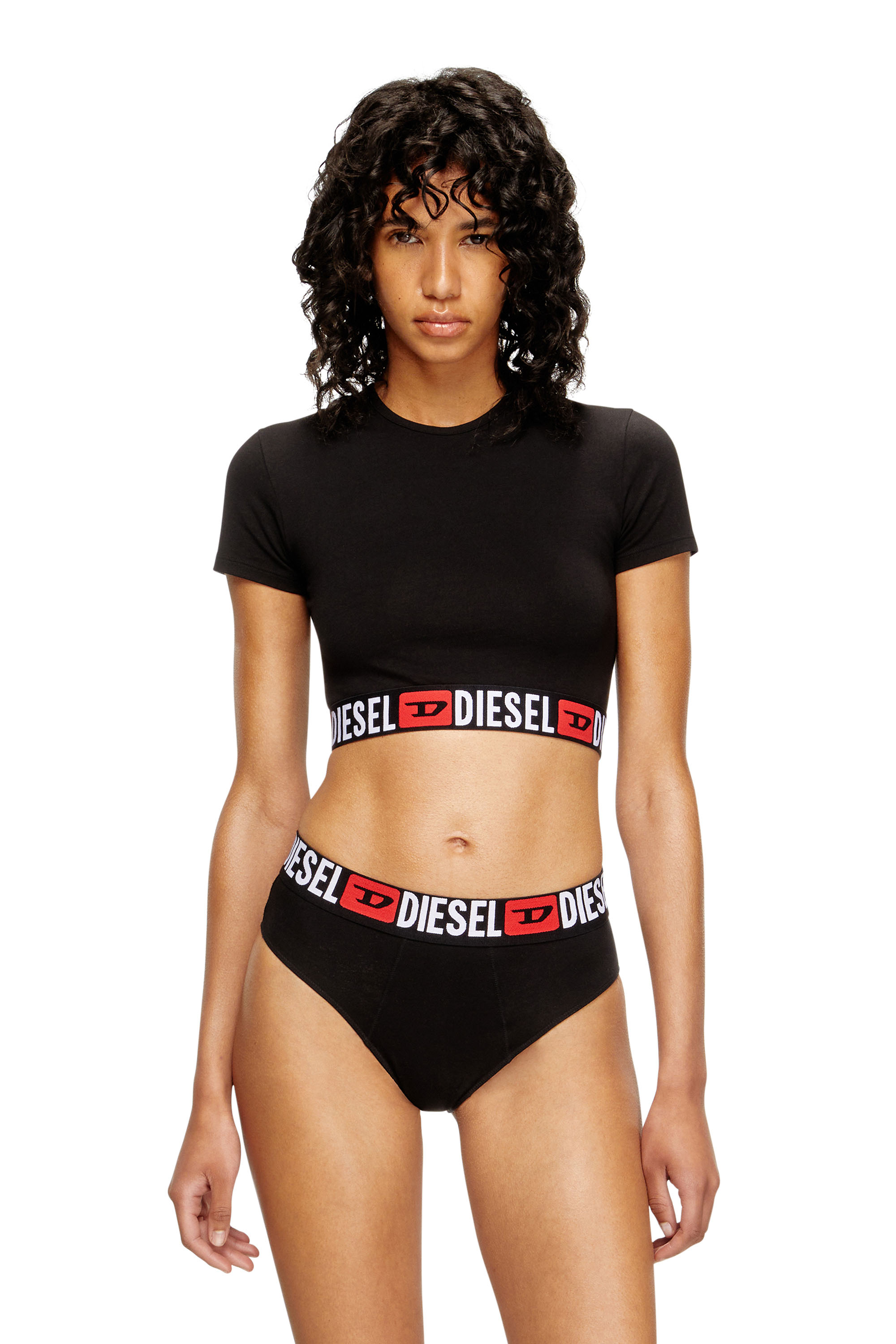 Diesel - IRMA-D-CORE, Female's Cropped top with logo band in ブラック - 1