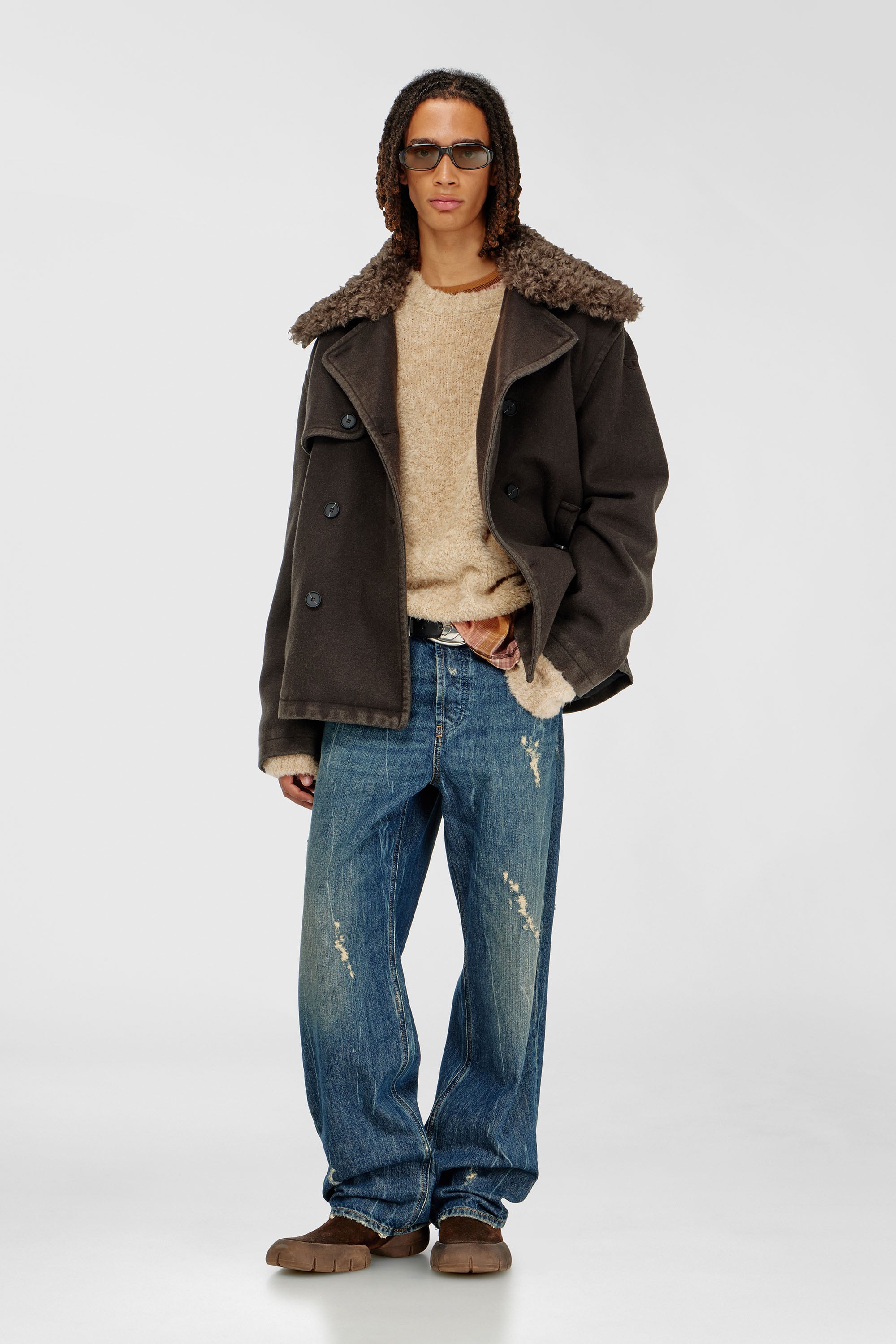 Diesel - W-JAKE-QMCH, Male's ピーコート in ブラウン - 2