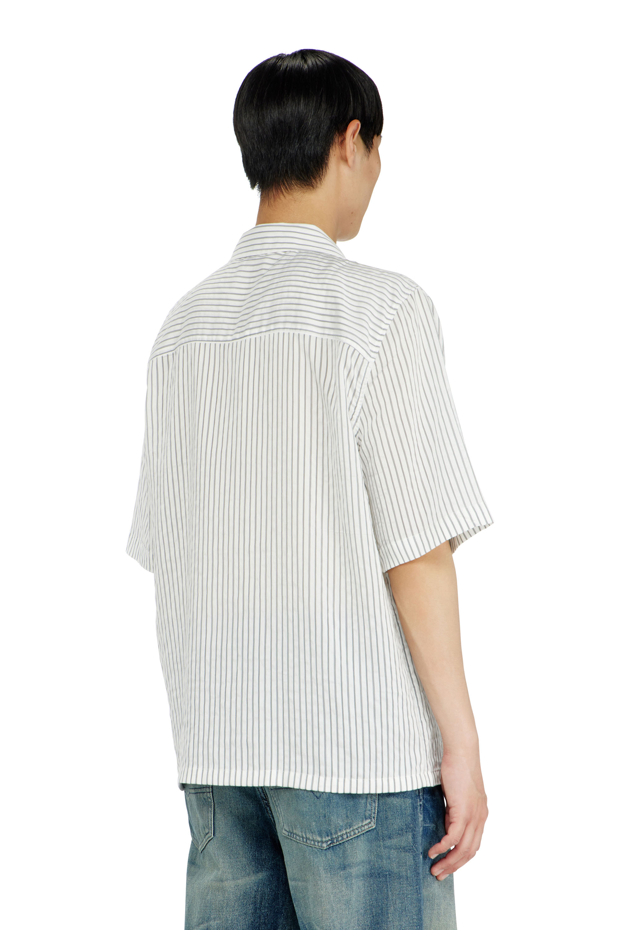 Diesel - S-MAC-EFBV, Male's 半袖シャツ in ホワイト/グレー - 4