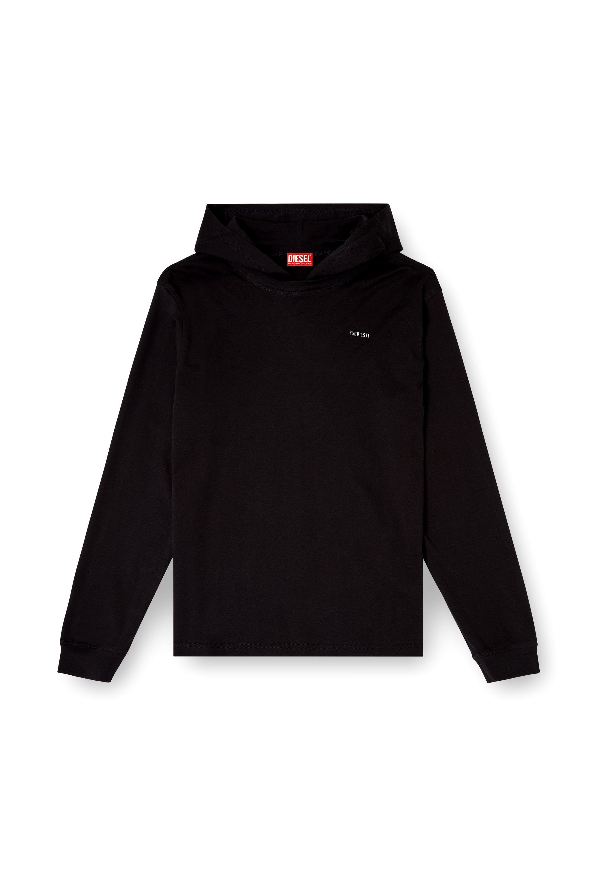 Diesel - T-BILL-LS-HOOD-MET, Male's フード付き長袖Tシャツ in ブラック - 3