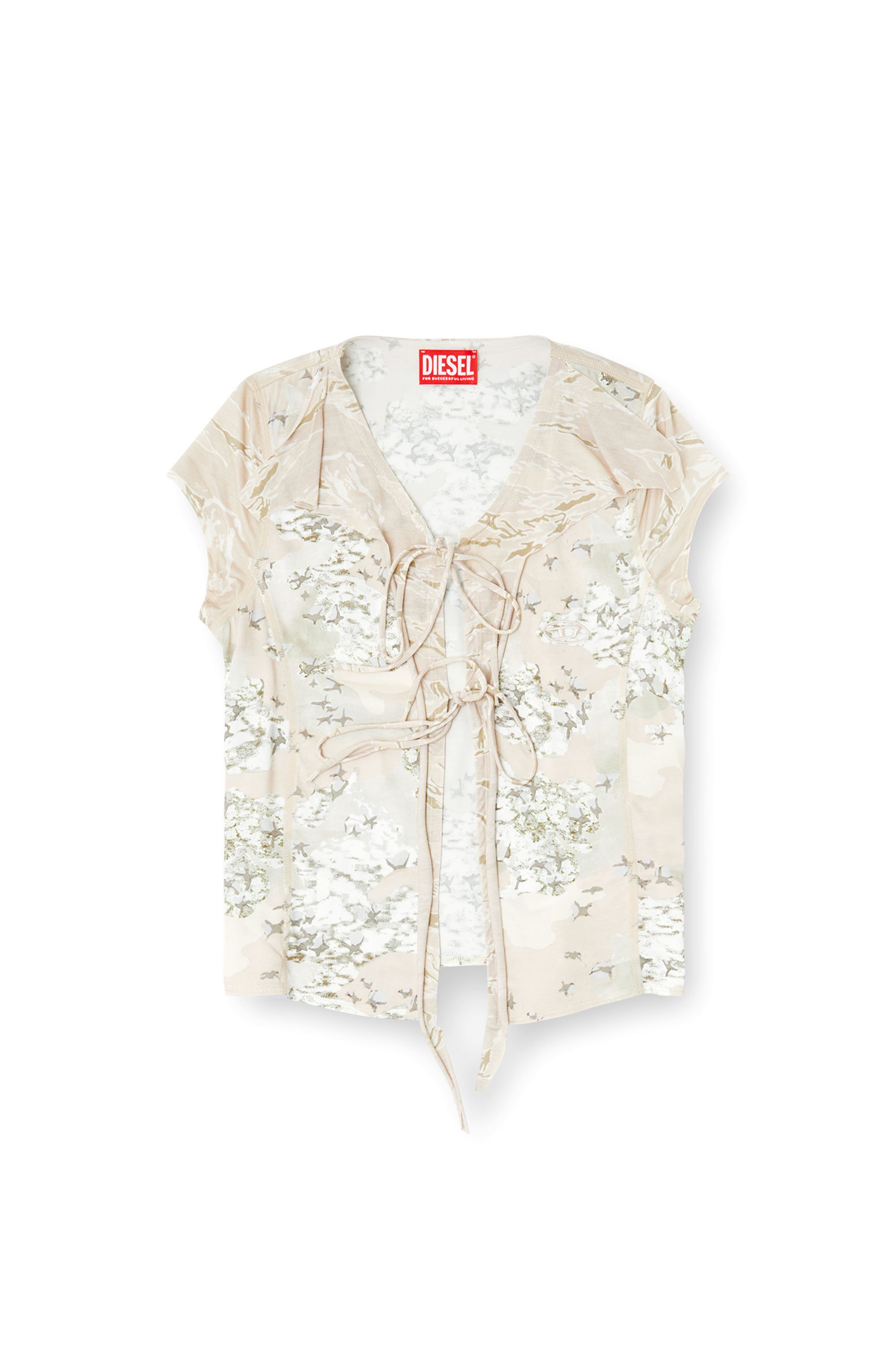 Diesel - T-AFRYMY, Female's Tie top with mixed camo prints in ベージュ - 3