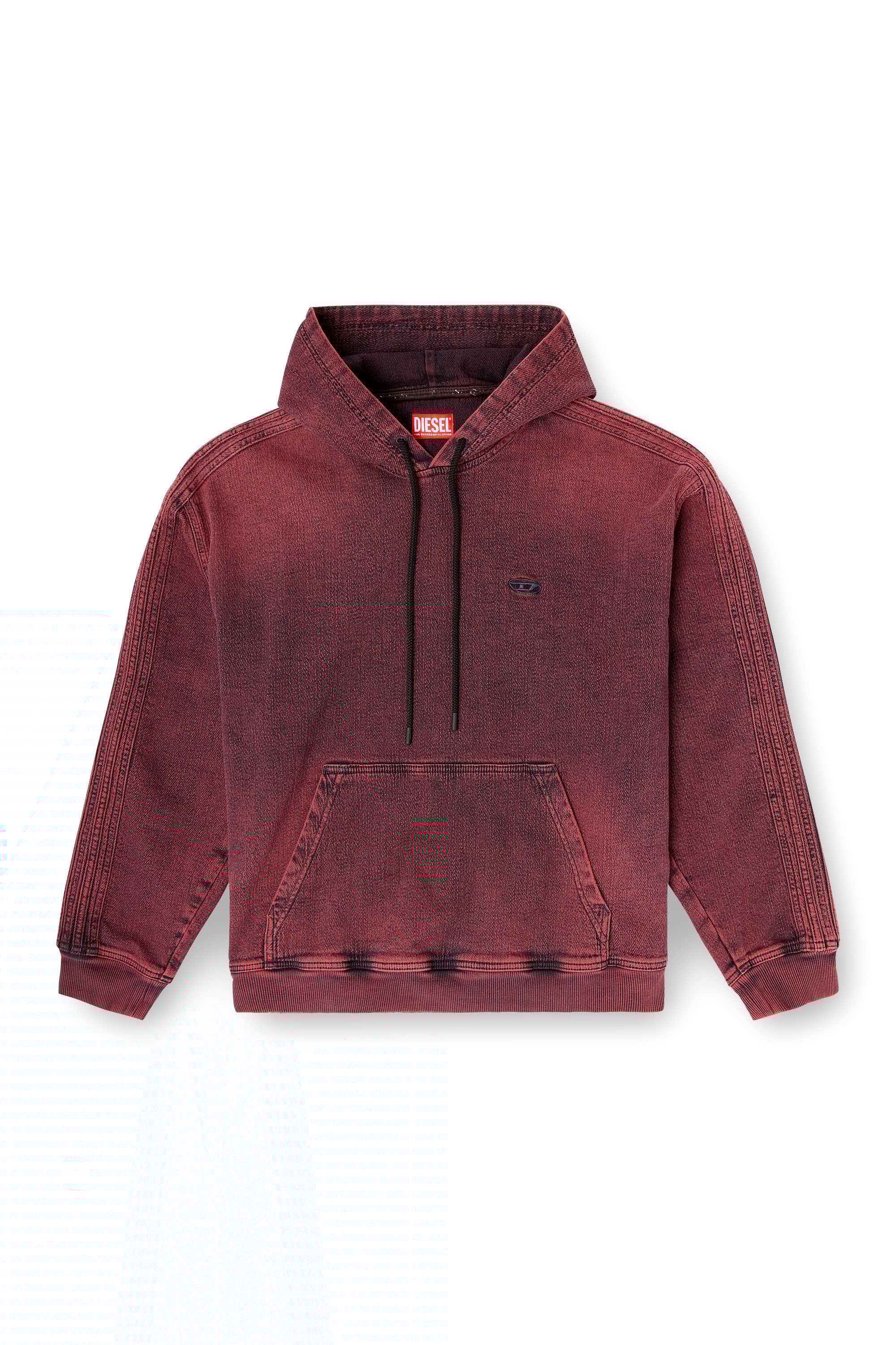 Diesel - D-UM-RIB-HORSE, Male's Hoodie in indigo track denim with logo in レッド - 3