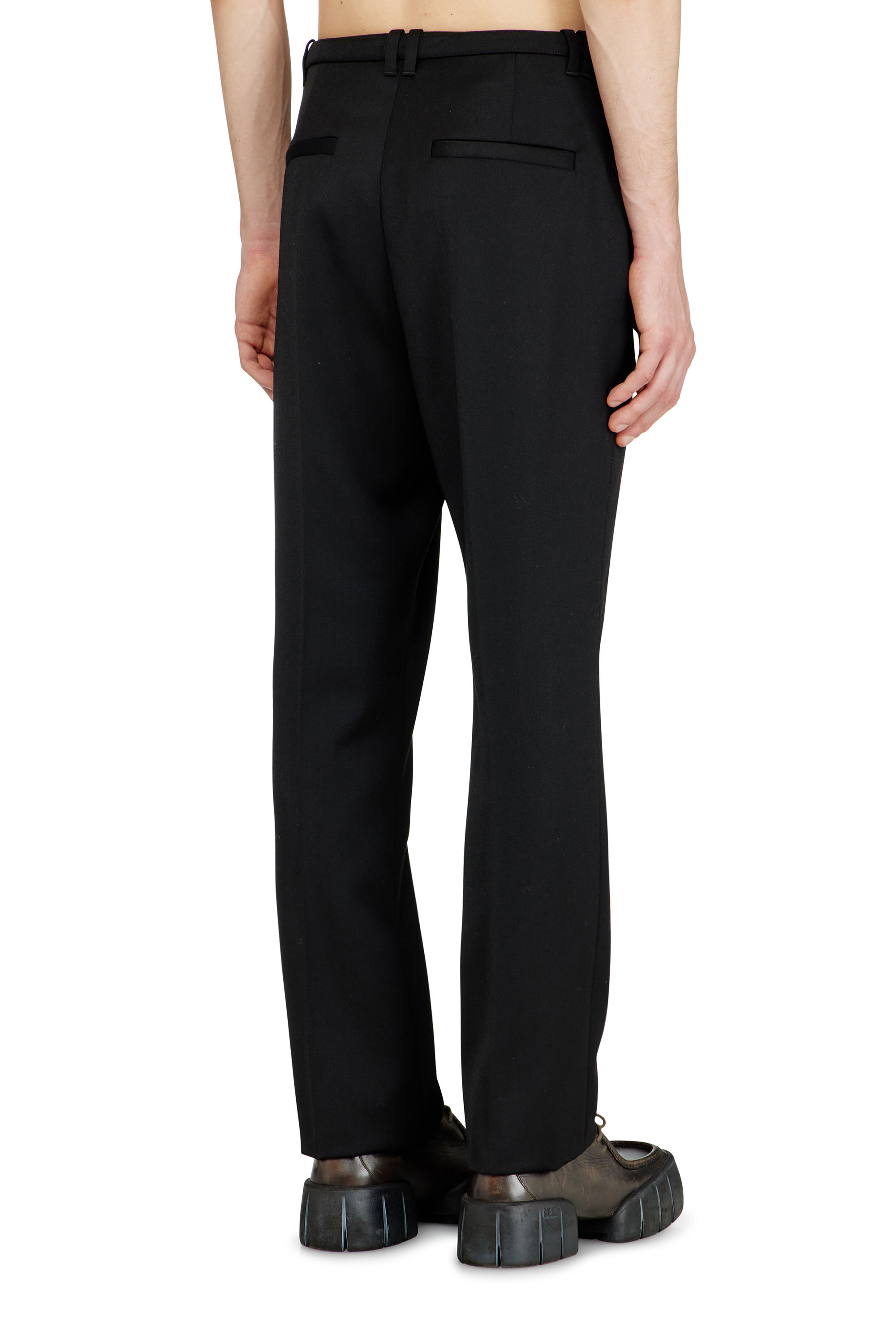 Diesel - P-NEDAR-A, Male's Tailored pants with biker belt strap in ブラック - 3