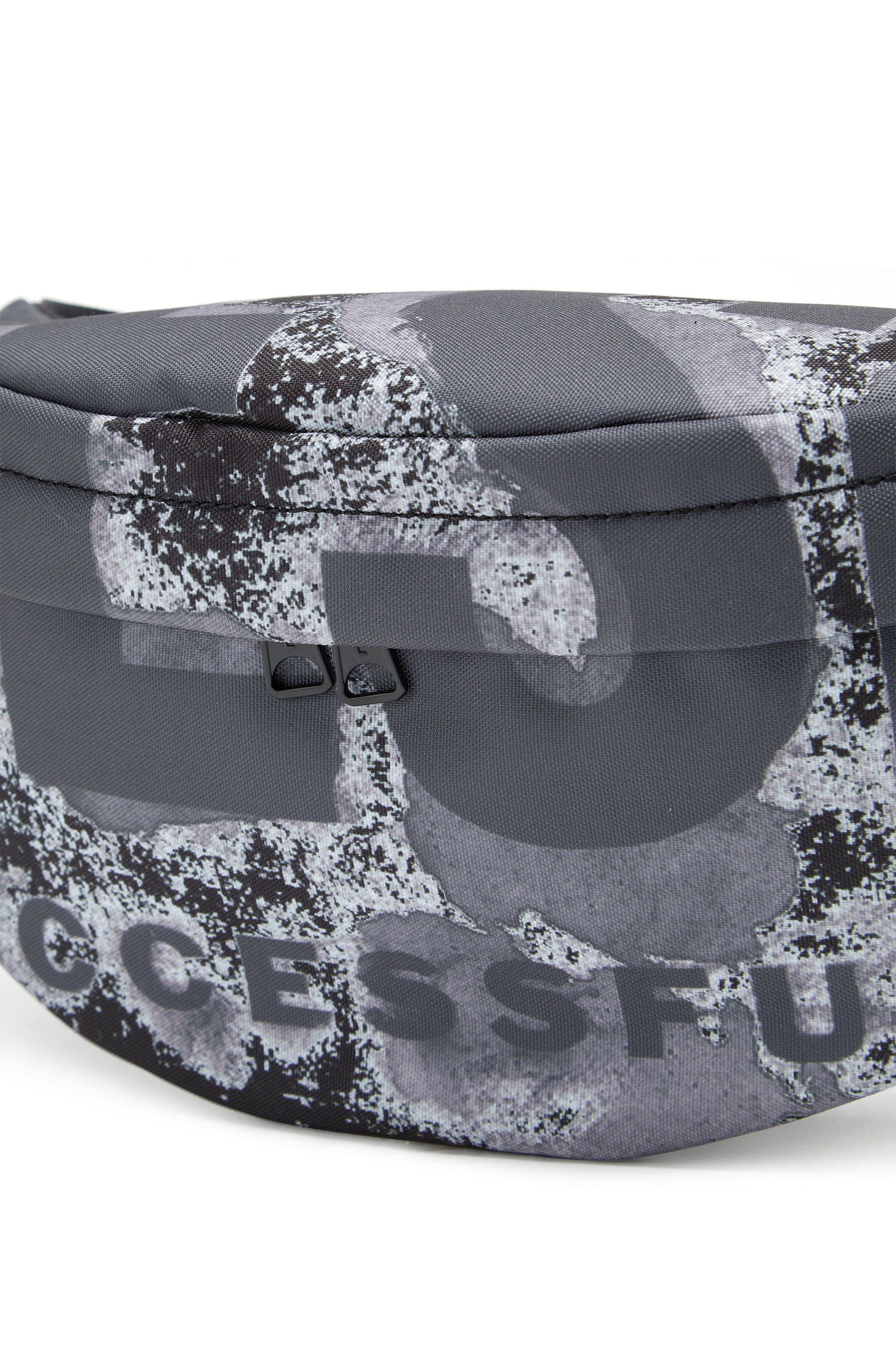 Diesel - RAVE BELTBAG X, Male's Rave-Belt bag with bleeding logo print in ブラック/グレー - 5
