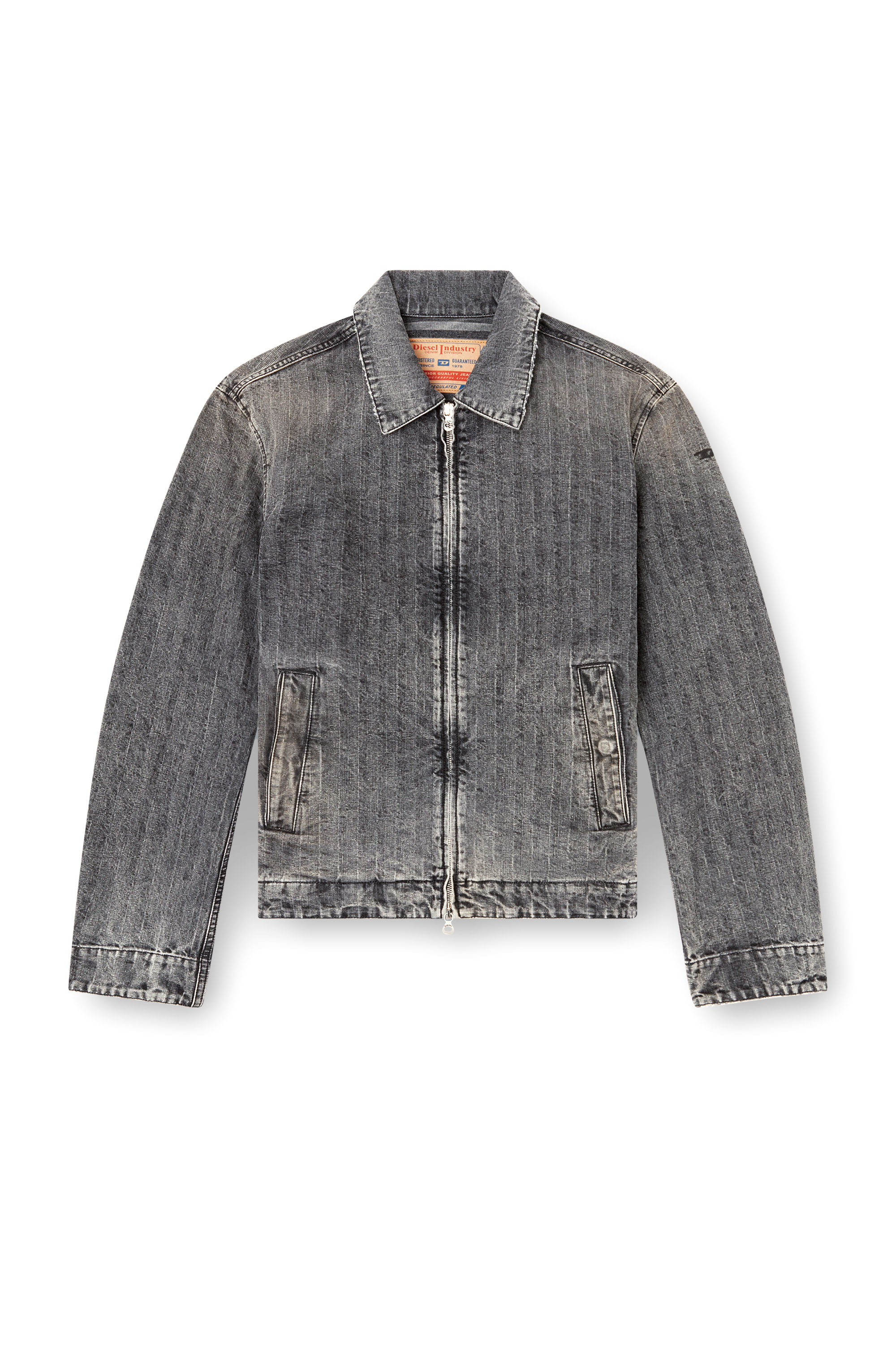 Diesel - D-ROHE, Male's Blouson jacket in herringbone denim in ブラック - 2