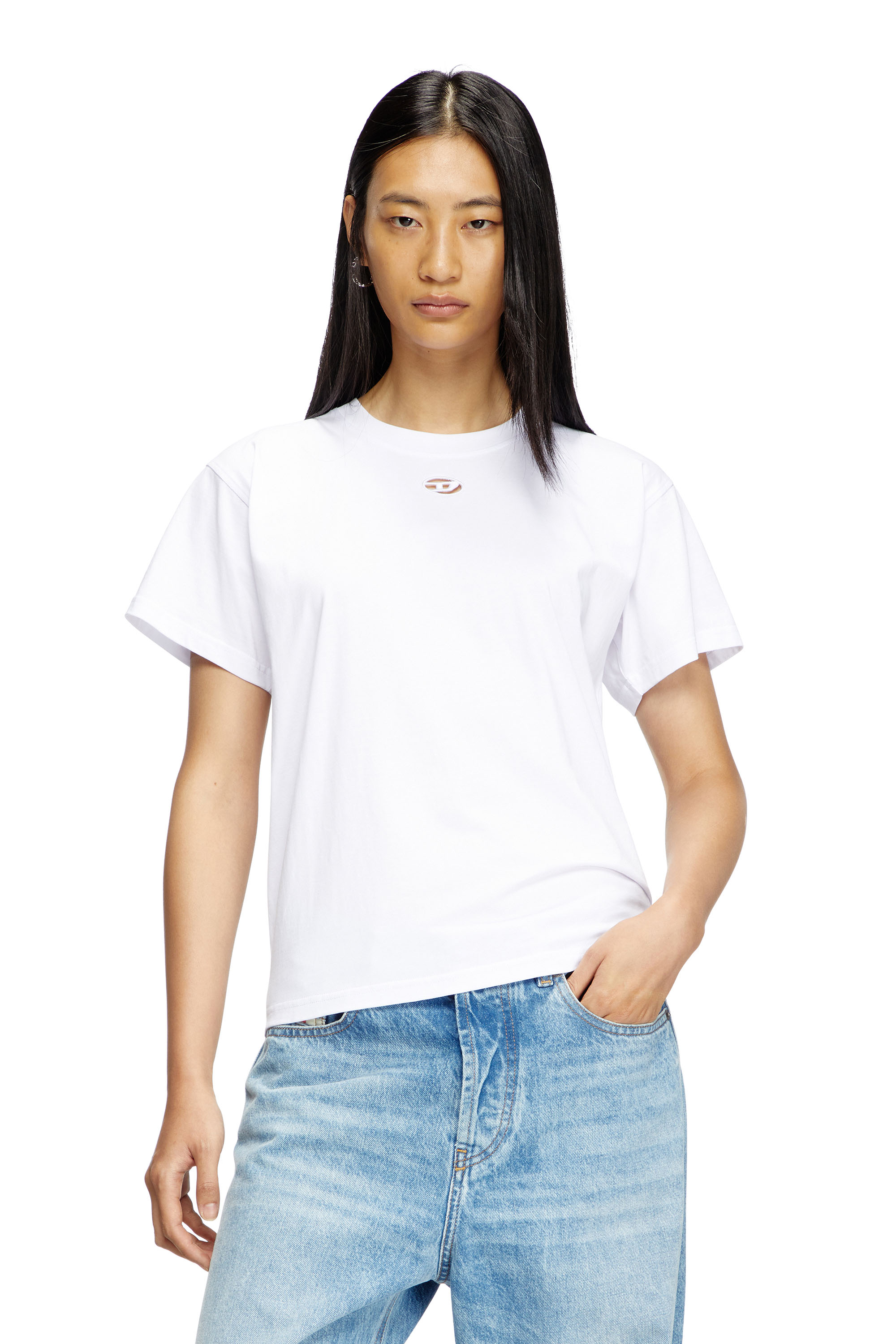 Diesel - T-MAREY, Female's T-shirt with small Oval D in ホワイト - 1