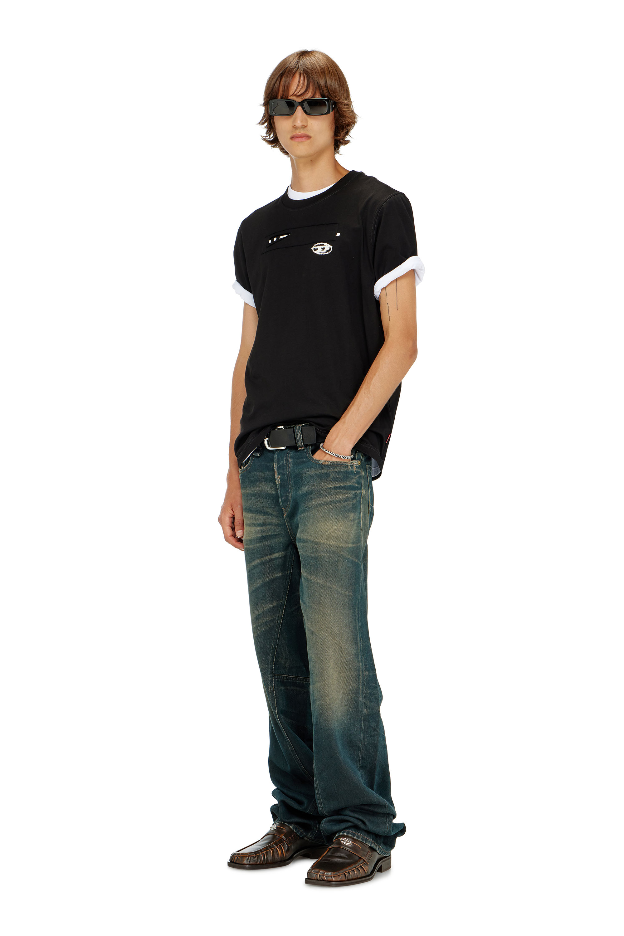 Diesel - T-ADJUST-V8, Male's Tシャツ in ブラック - 1