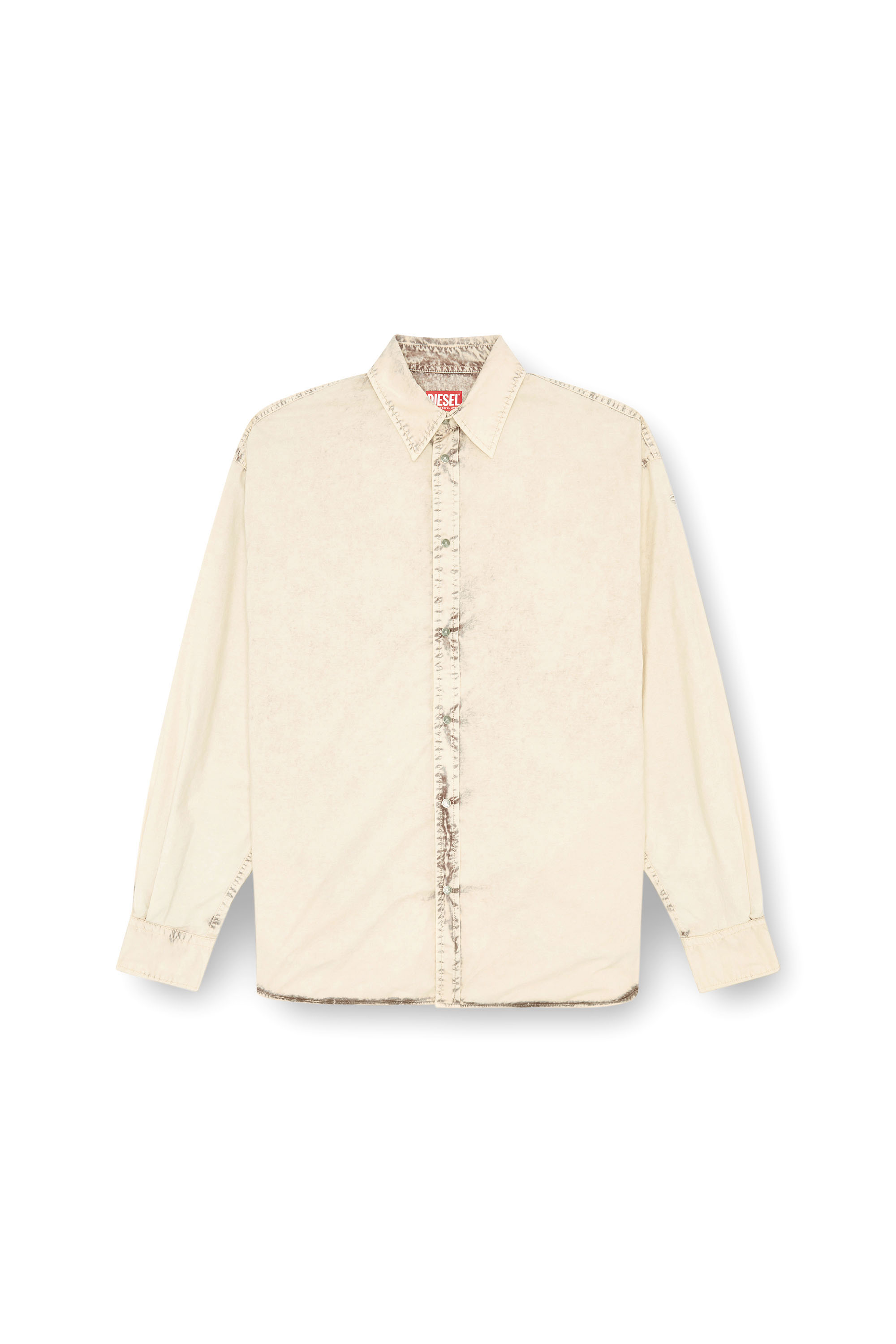 Diesel - S-VEKEN, Male's Shirt in marbled cotton in ベージュ - 3