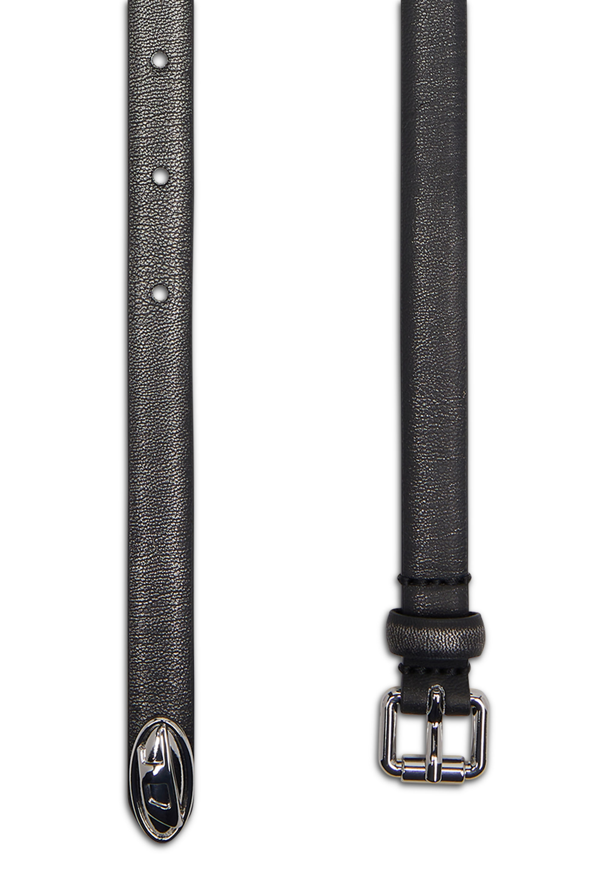 Diesel - B-DD-TIP, Female's 1.4cm belt with slim buckle in ブラック/シルバー - 2