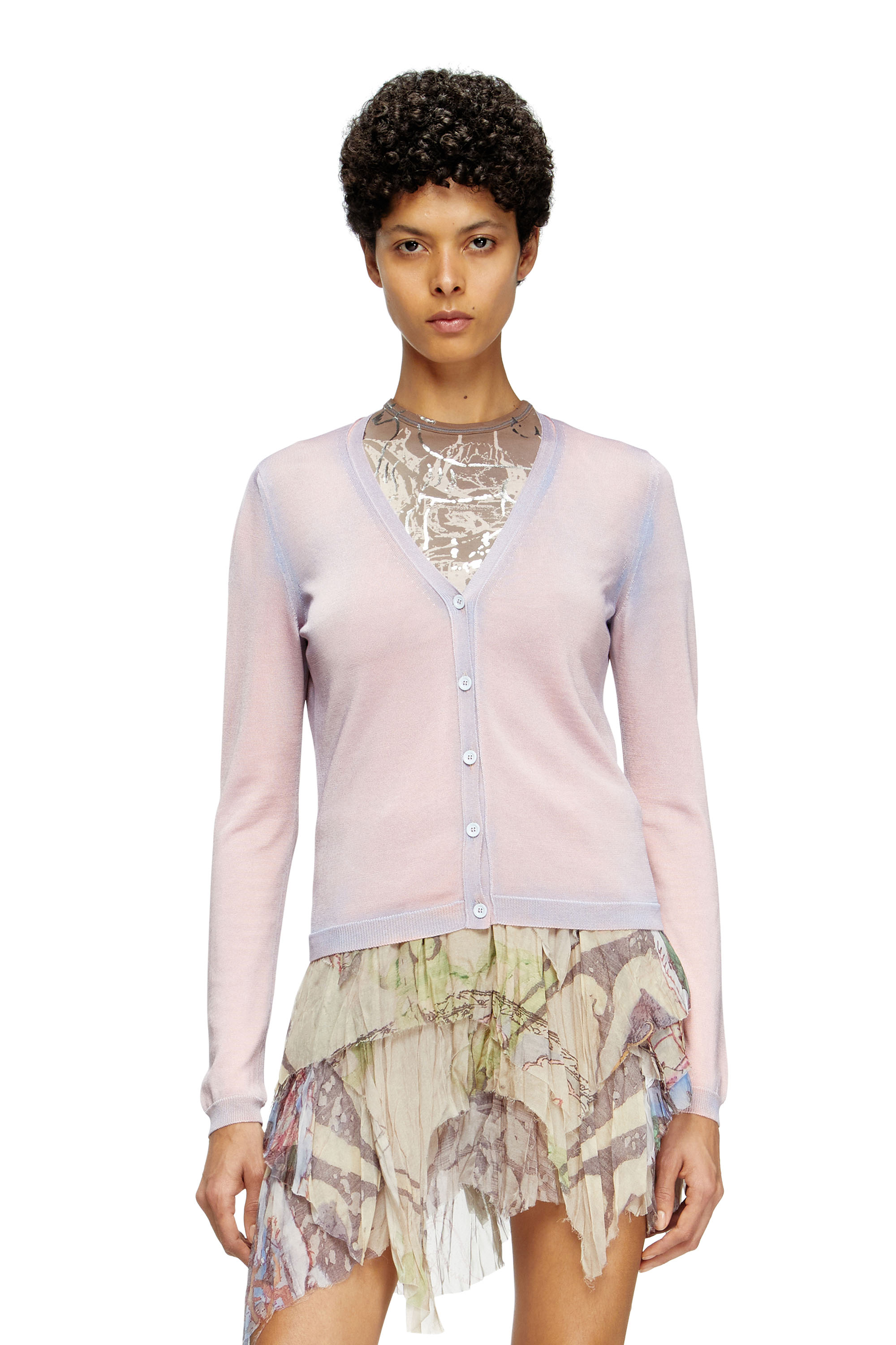 Diesel - M-VITTA, Female's Dégradé cardigan in ピンク / ホワイト - 1