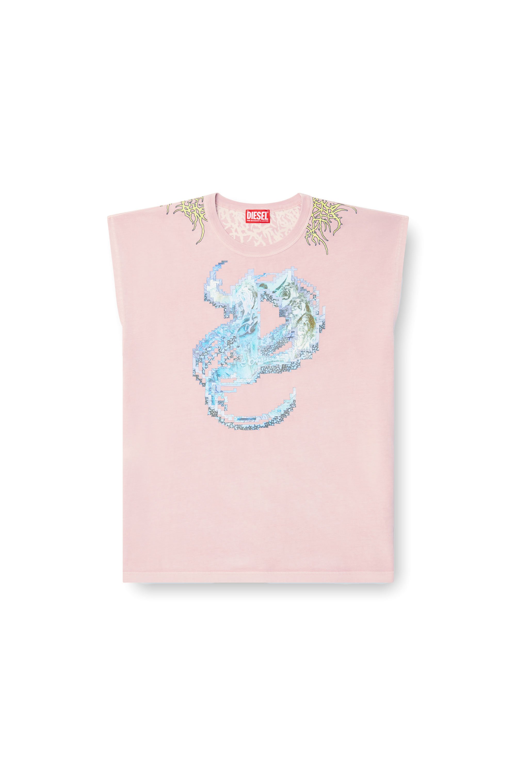 Diesel - T-BOXT-SL-R1, Male's Tank top with tattoo graphics in ピンク / ホワイト - 3