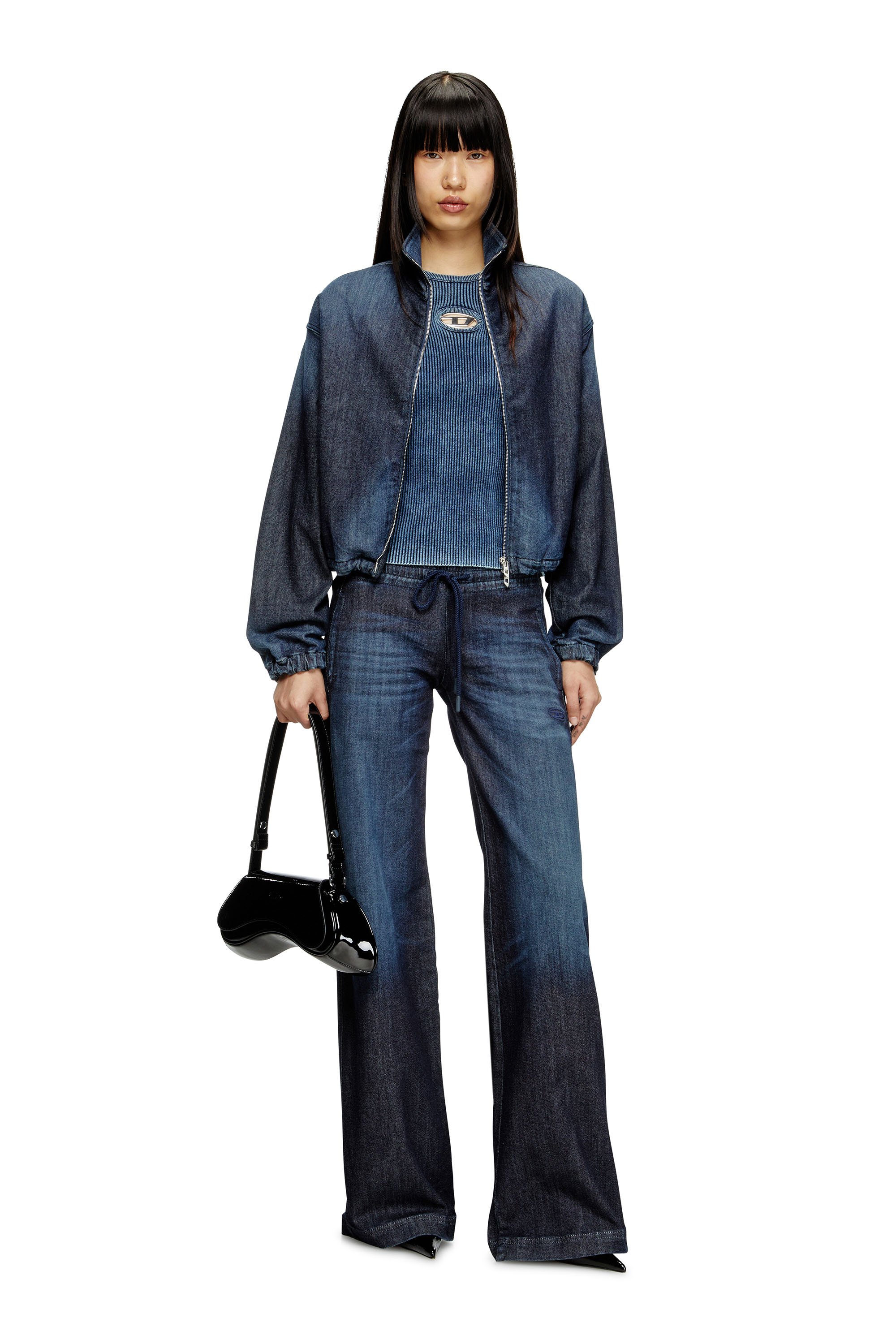 Diesel - M-ANCHOR-A-SL, Female's Rib-knit tank top with Oval D in ダークブルー - 2