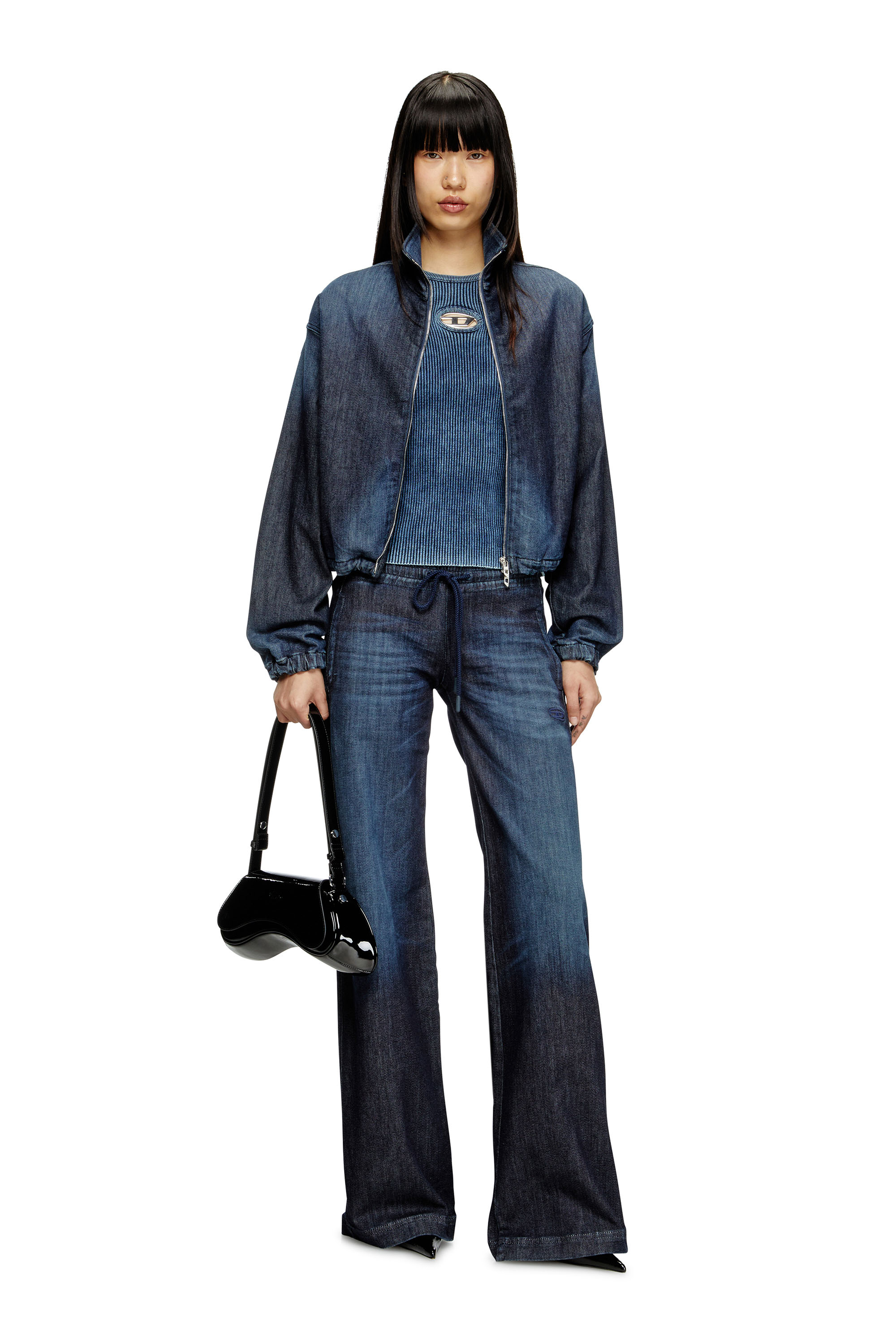 Diesel - M-ANCHOR-A-SL, Female's Rib-knit tank top with Oval D in ダークブルー - 1