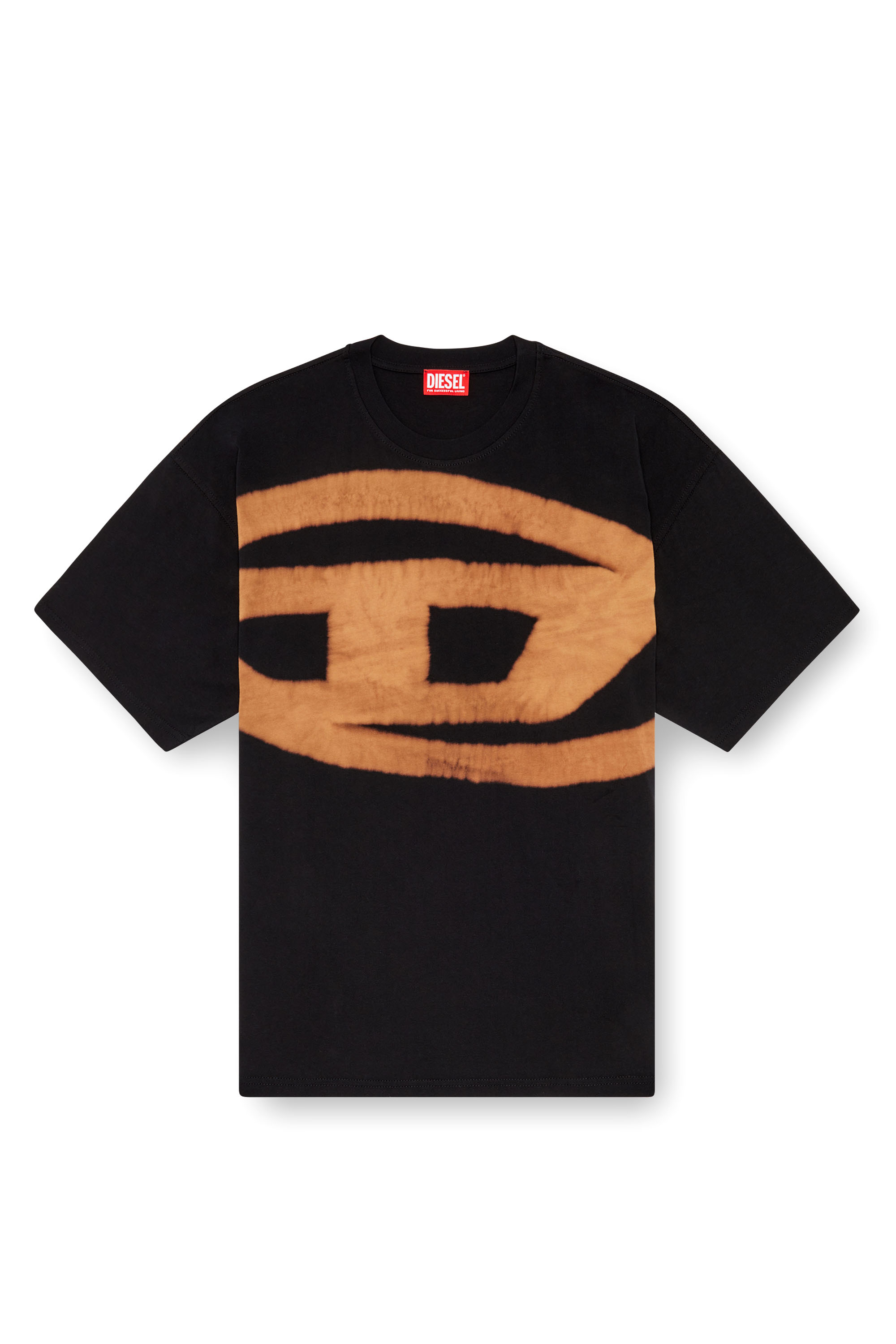 Diesel - T-BOXT-BLEACH, Male's T-shirt with bleached Oval D logo in オレンジ/ぶ - 2