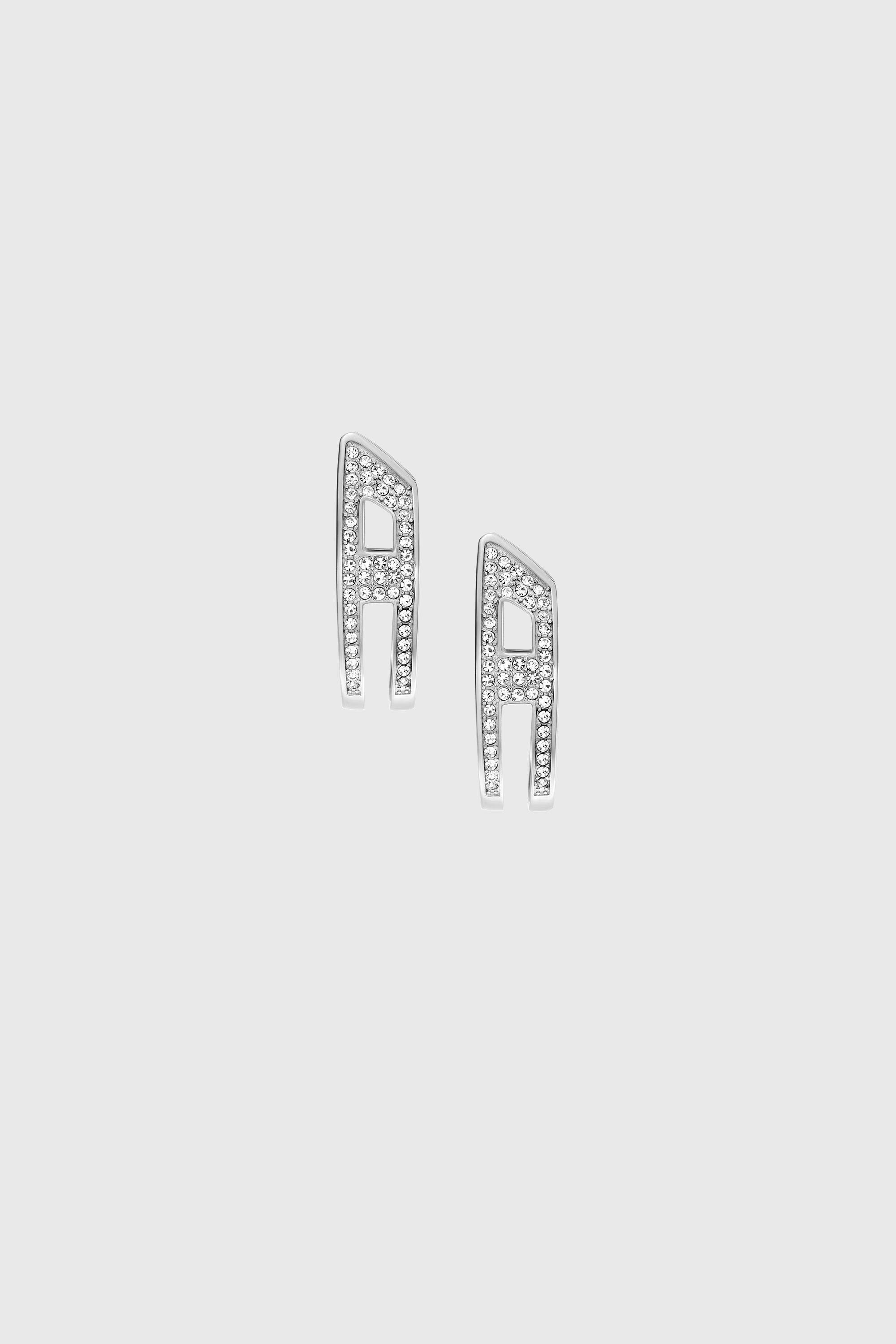 Diesel - DX1739040, Unisex's Stainless steel pave hoop earrings in シルバー - 2