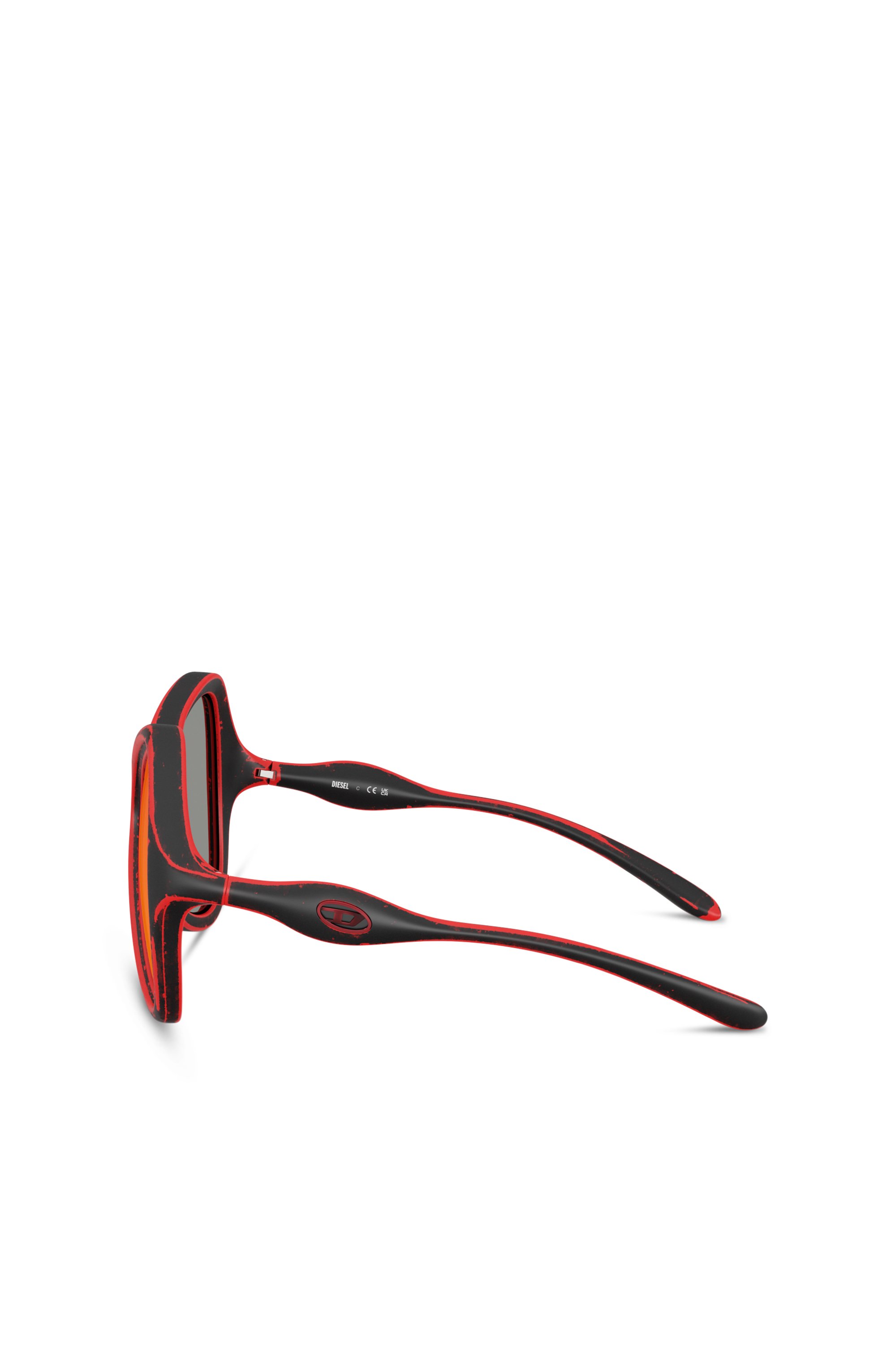 Diesel - 0DL3010U, Unisex's Cat-eye style sunglasses in ブラック/レッド - 3