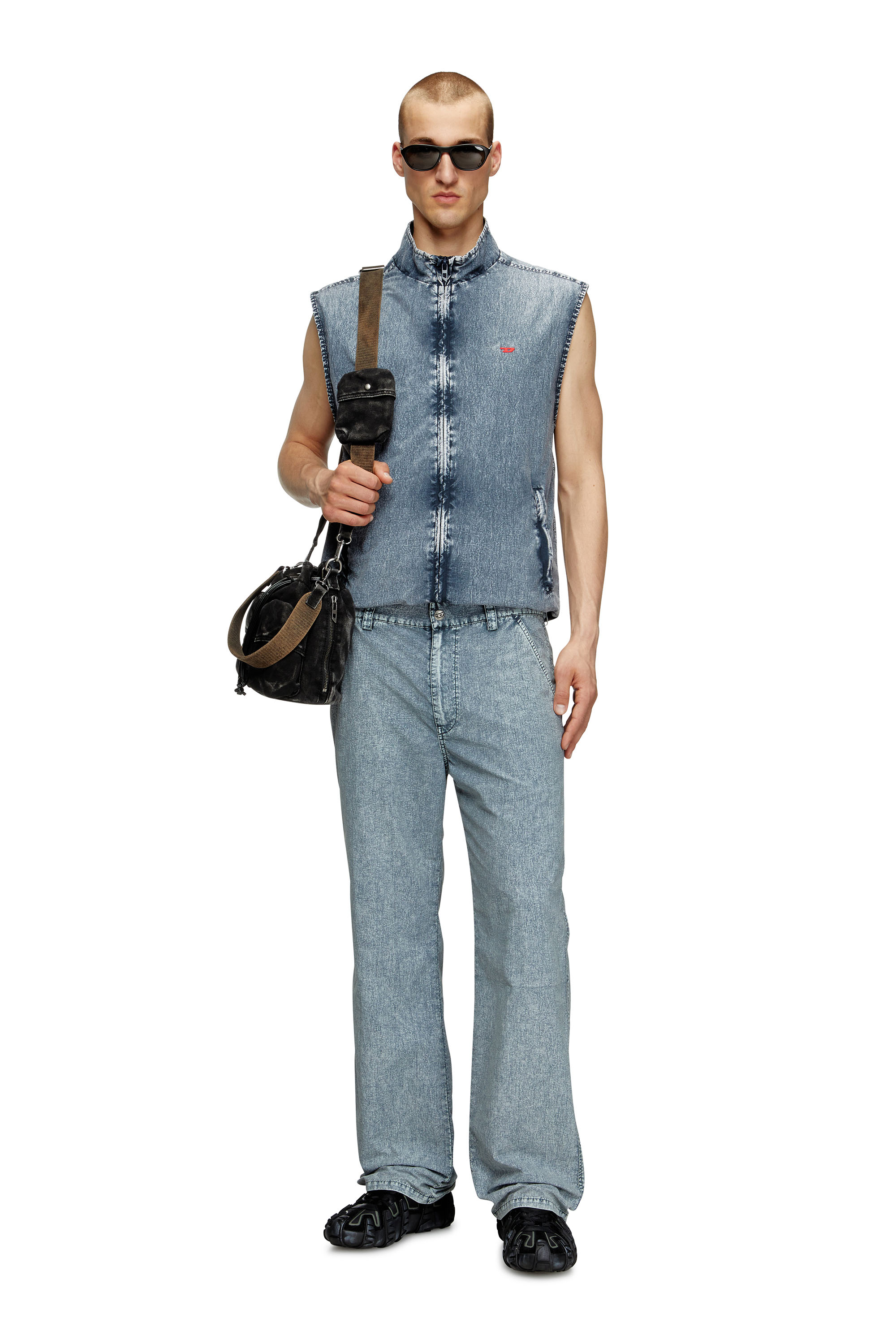 Diesel - J-ERB, Male's Vest in recycled nylon taslan in ミディアムブルー - 2