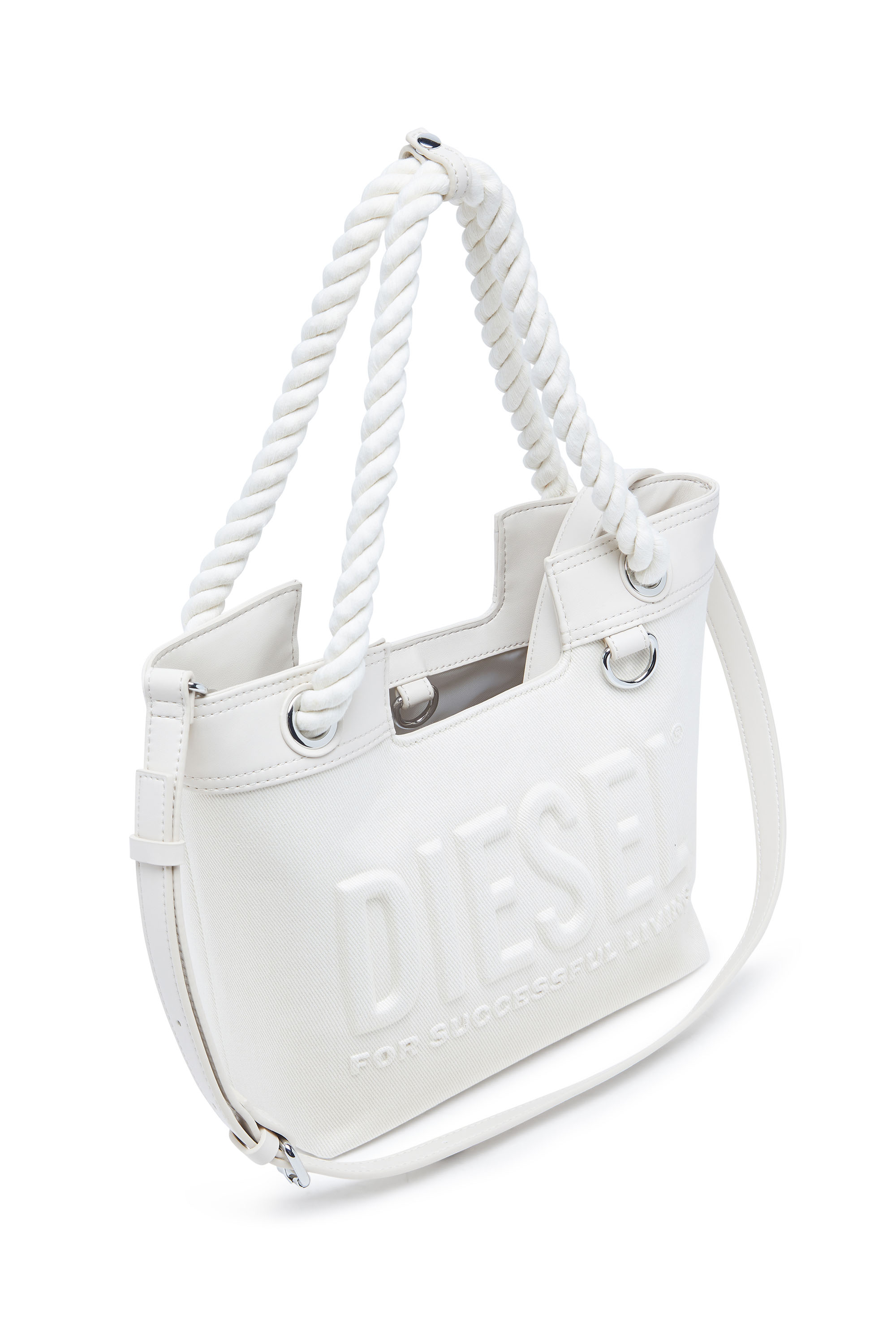 Diesel - DSL 3D SHOPPER XS, Female's Dsl 3D-Small shopping bag in Cordura fabric in ホワイト - 5