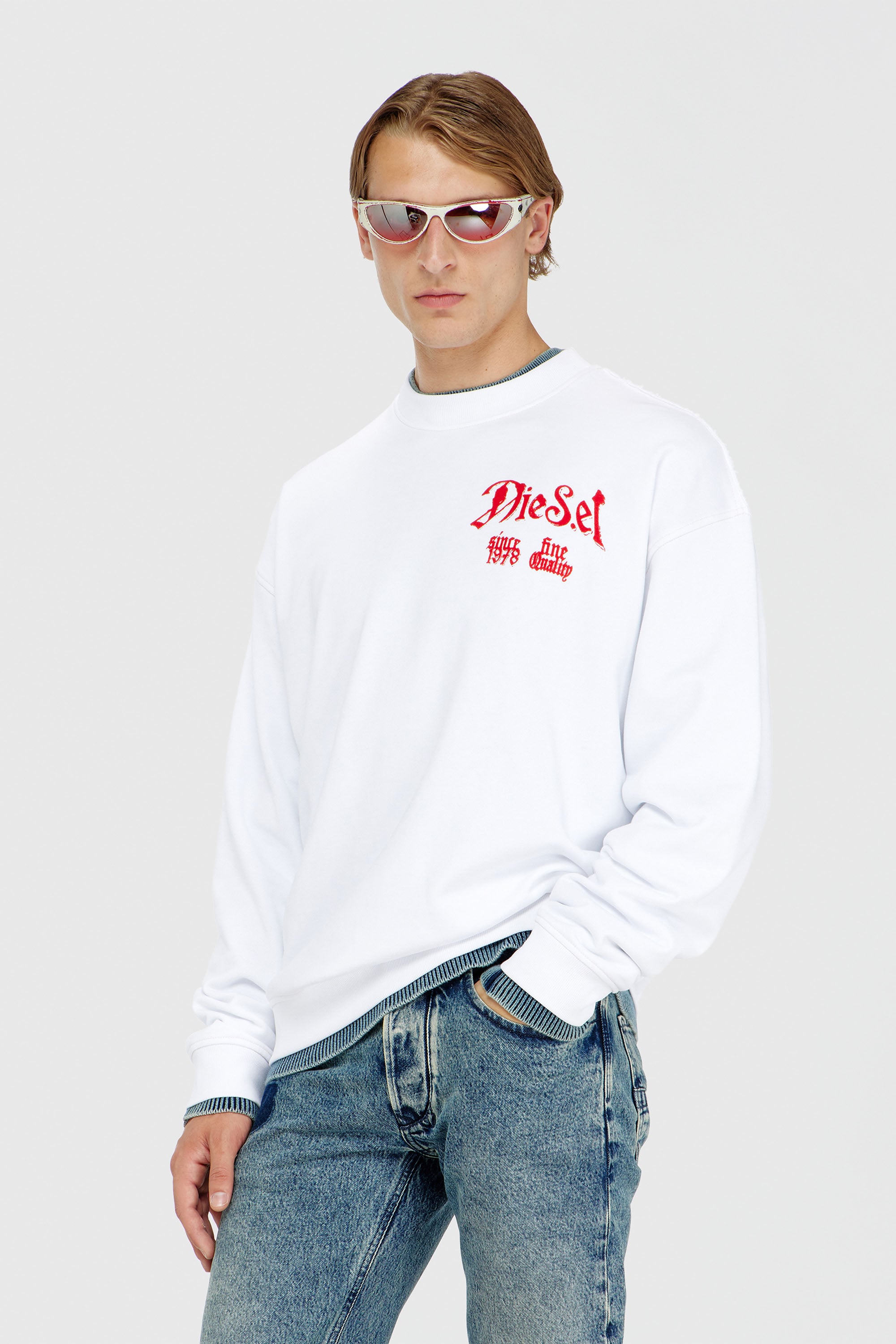 Diesel - S-BOXT-AA2, Male's プルオーバースウェット in ホワイト - 1