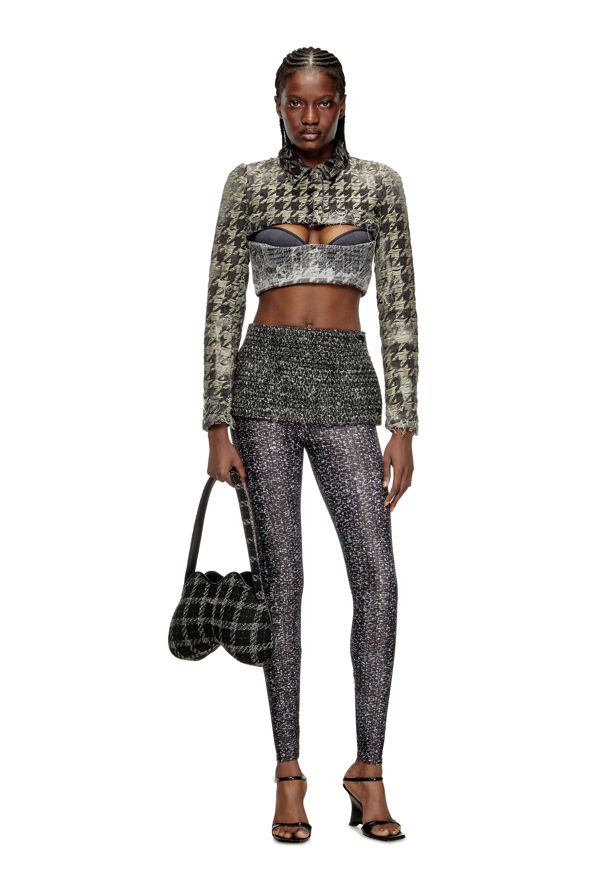 Diesel - P-HOUR, Female's Bouclé skirt with leggings in ブラック - 1