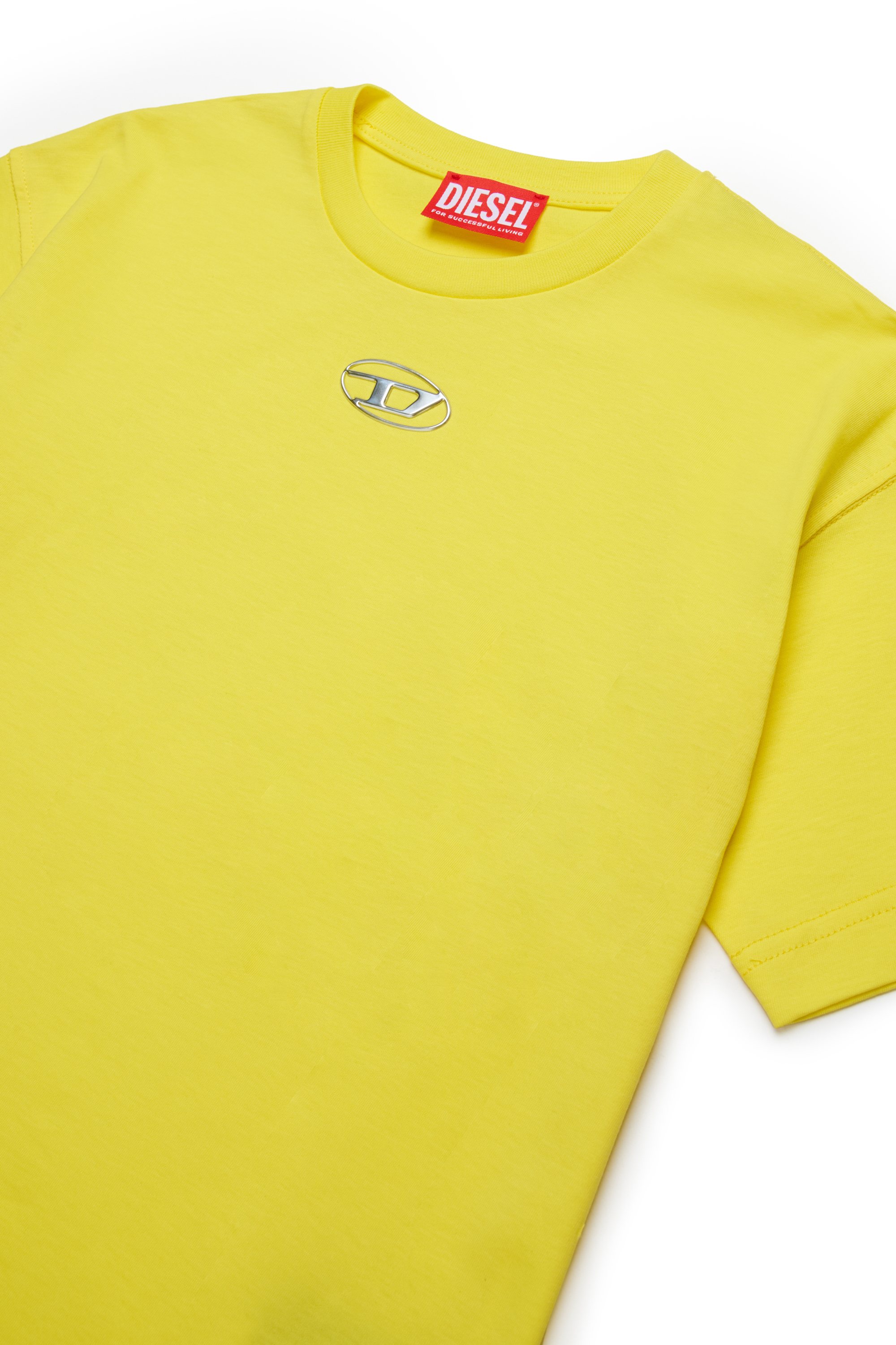 Diesel - TMARCUS OVER, Male's T-shirt with metallic Oval D in Yellow - 3