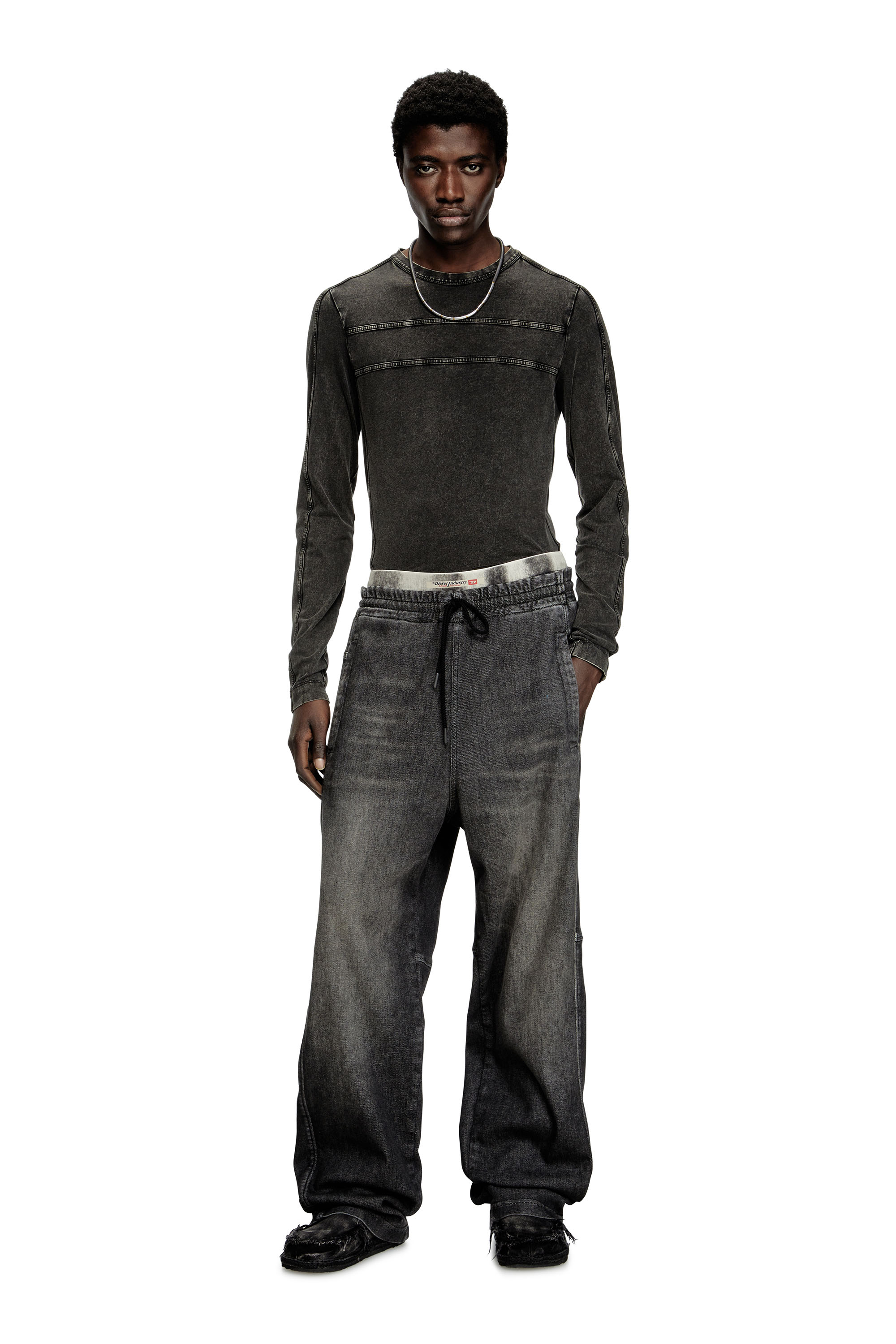 Diesel - Unisex's Relaxed D-Martyans Track Denim 09L77, ブラック/ダークグレー - 2