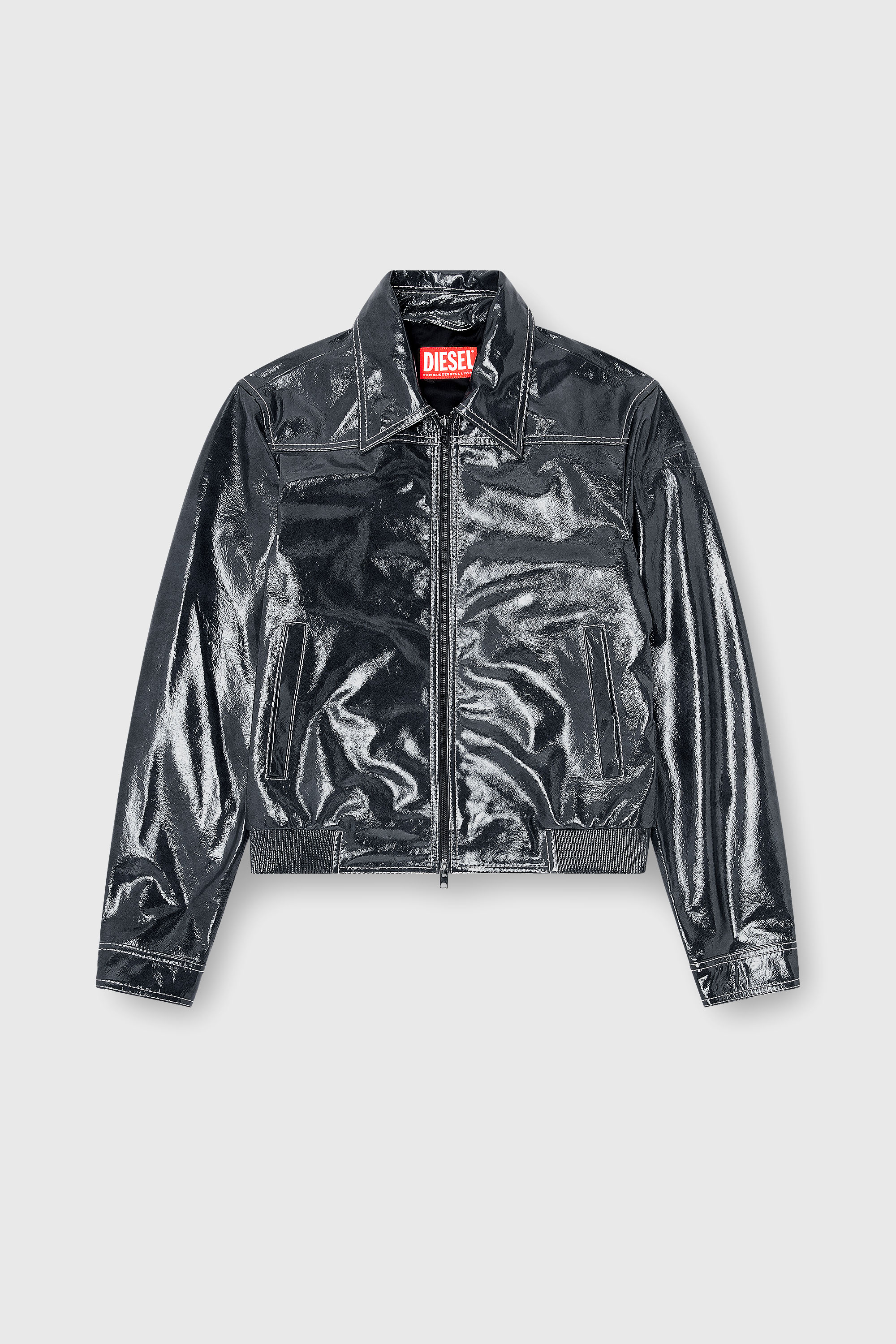 Diesel - L-ADDI, Male's レザージャケット in ダークグレー - 2