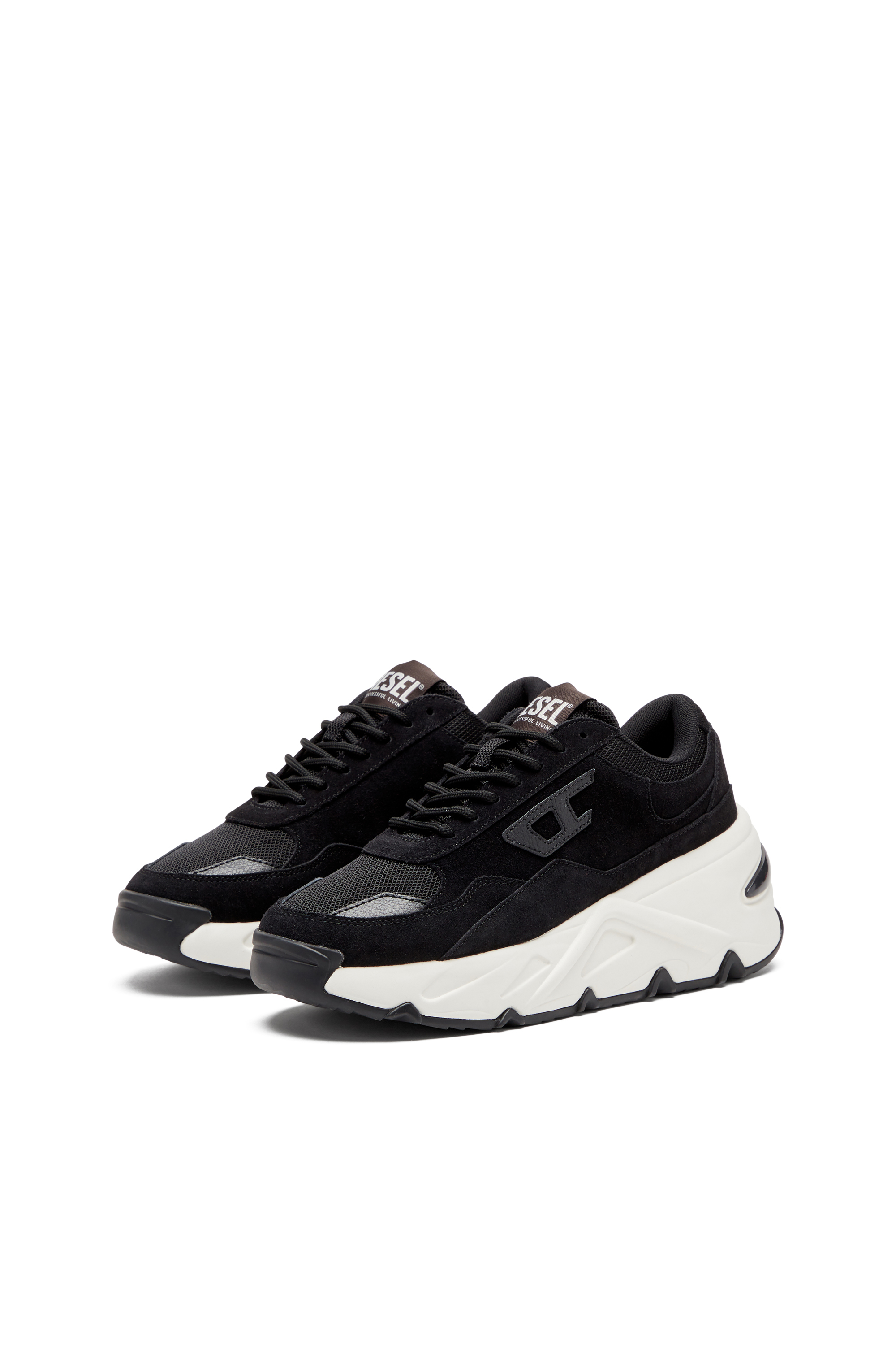 Diesel - S-SAVANNAH W, Female's S-Savannah-Platform sneakers in suede and mesh in ブラック - 8