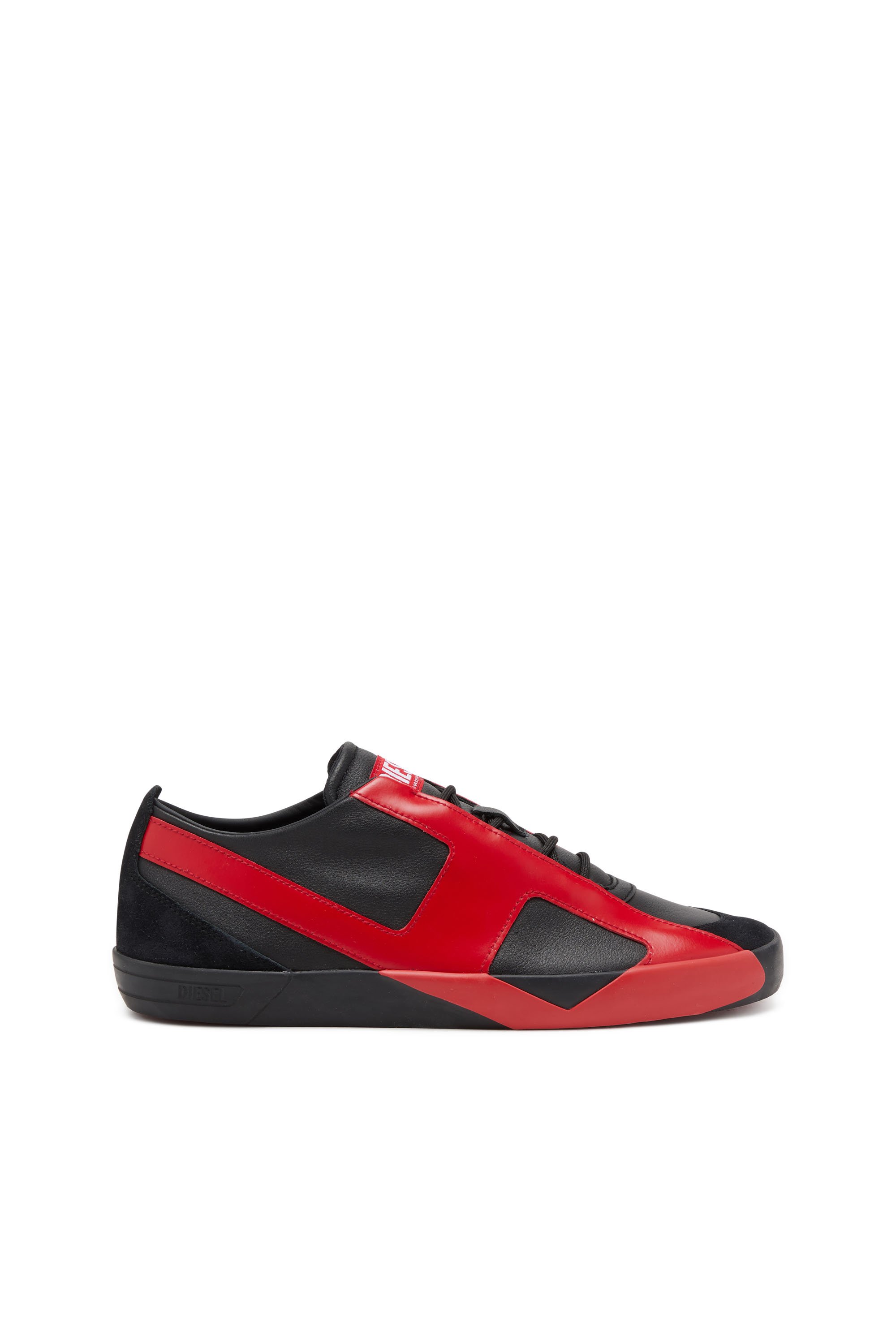 Diesel - S-SLANTE-D LOW, Male's S-Slante-D-Sneakers in suede and leather with D logo in ブラック/レッド - 1