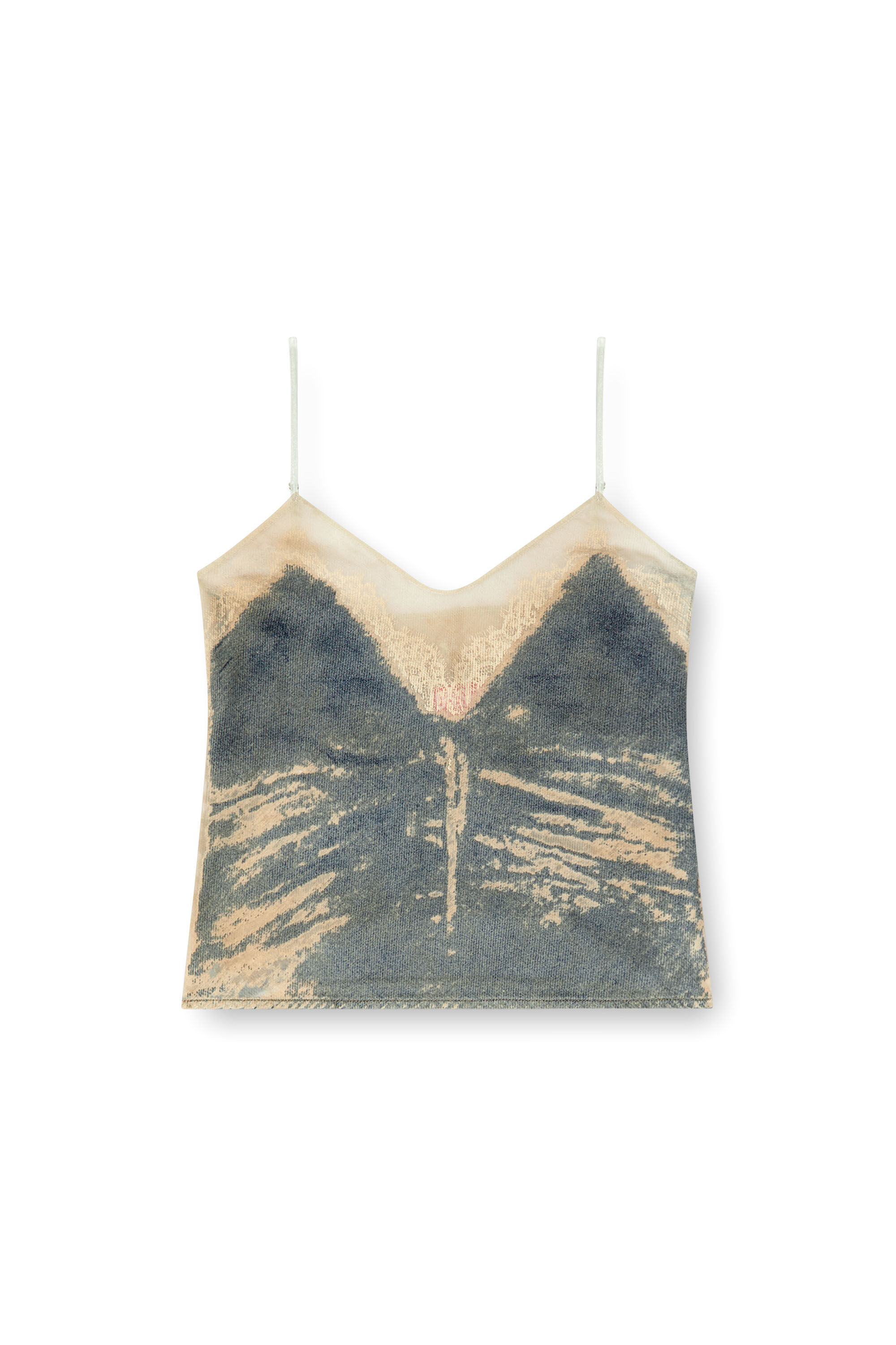 Diesel - DE-TRE-FSF, Female's Strappy top in floating devoré denim in ミディアムブルー - 3