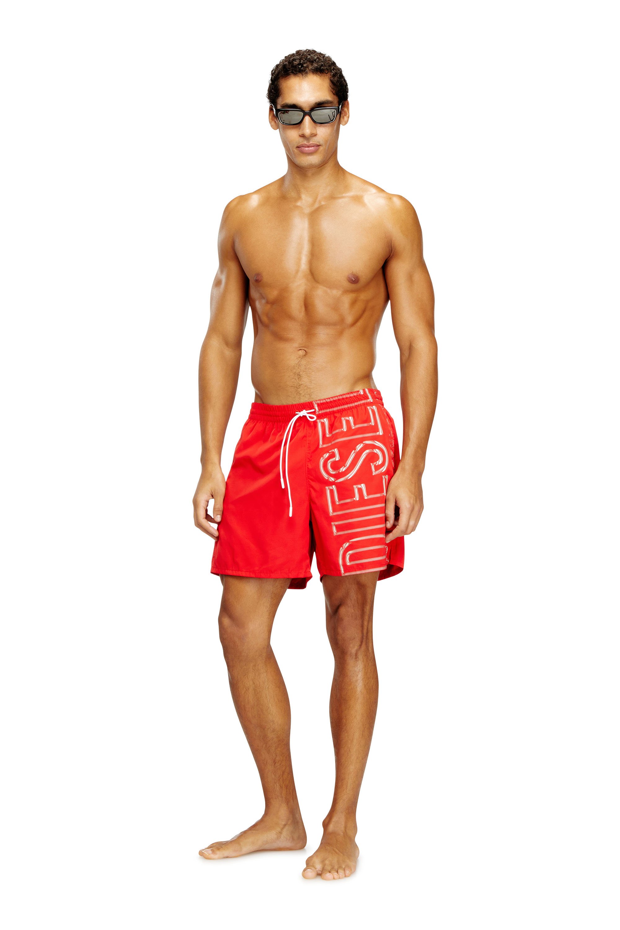 Diesel - SOCCER-41-D-CORE, Male's Swim shorts with oversized logo print in レッド - 1