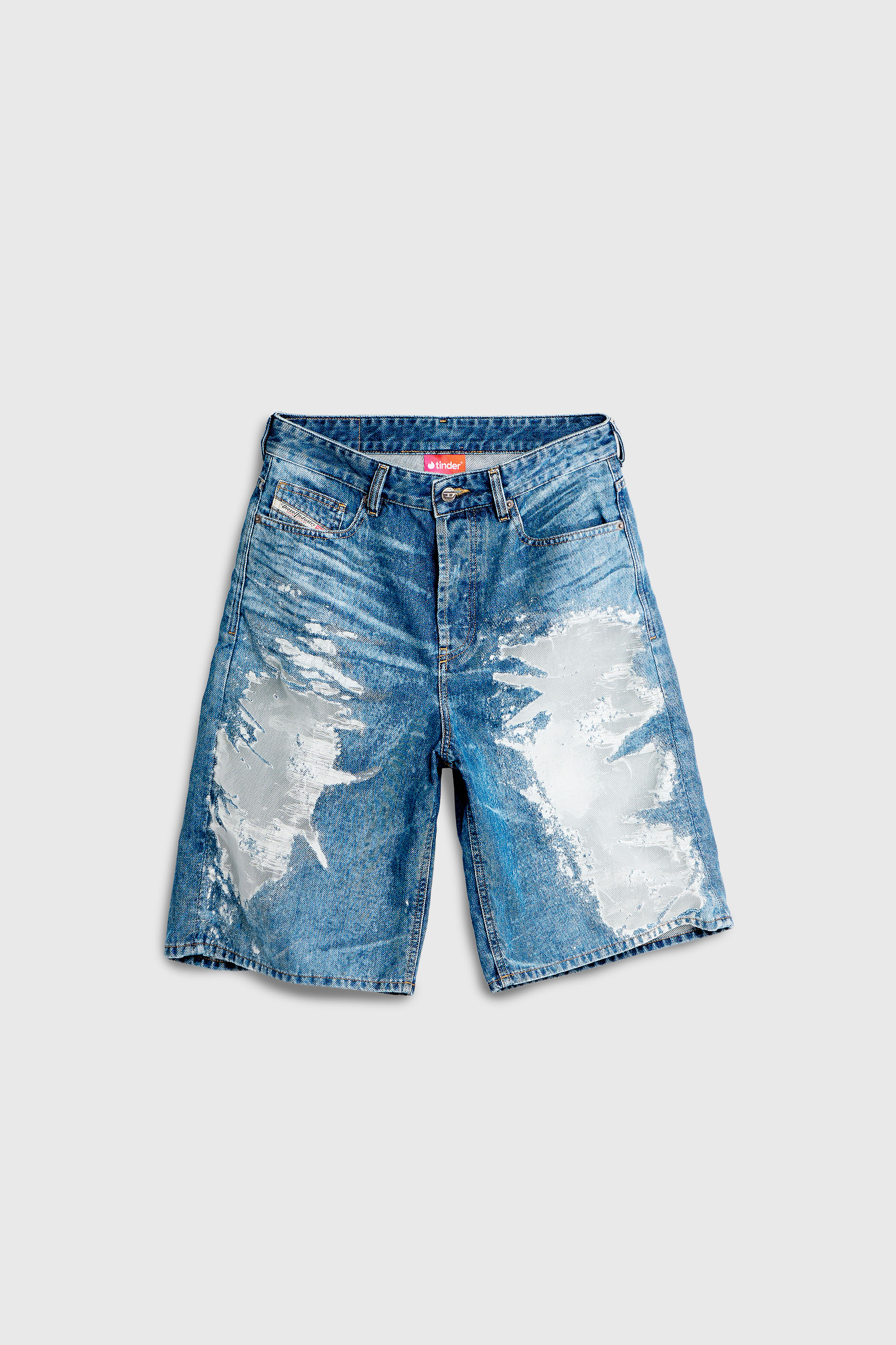 Diesel - PR-DE-SIRE-SHORT, Unisex's Shorts in devor&eacute; denim in ミディアムブルー - 2
