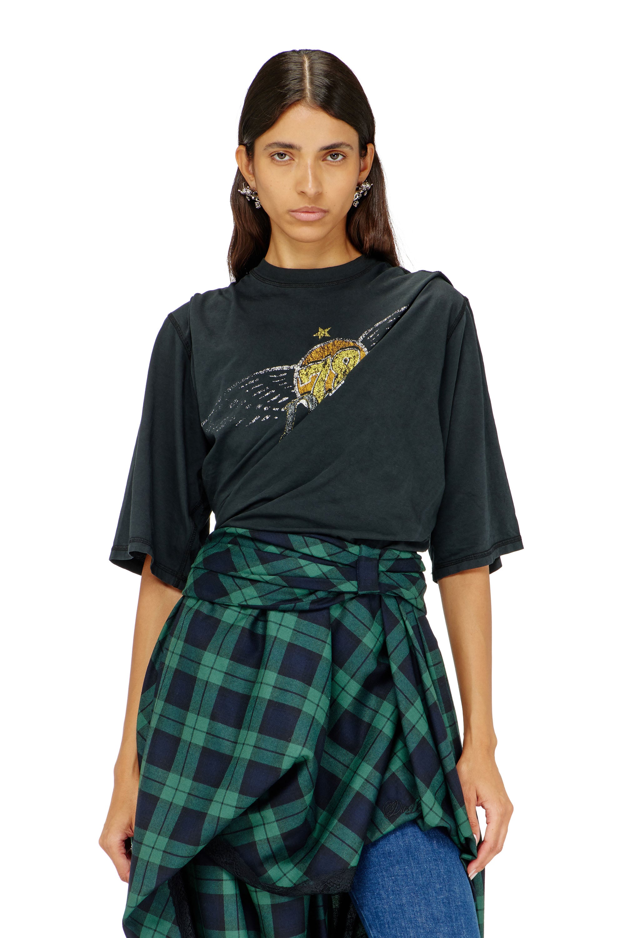 Diesel - T-MILLA-JER, Female's T-shirt bodysuit with concert graphics in ブラック - 2