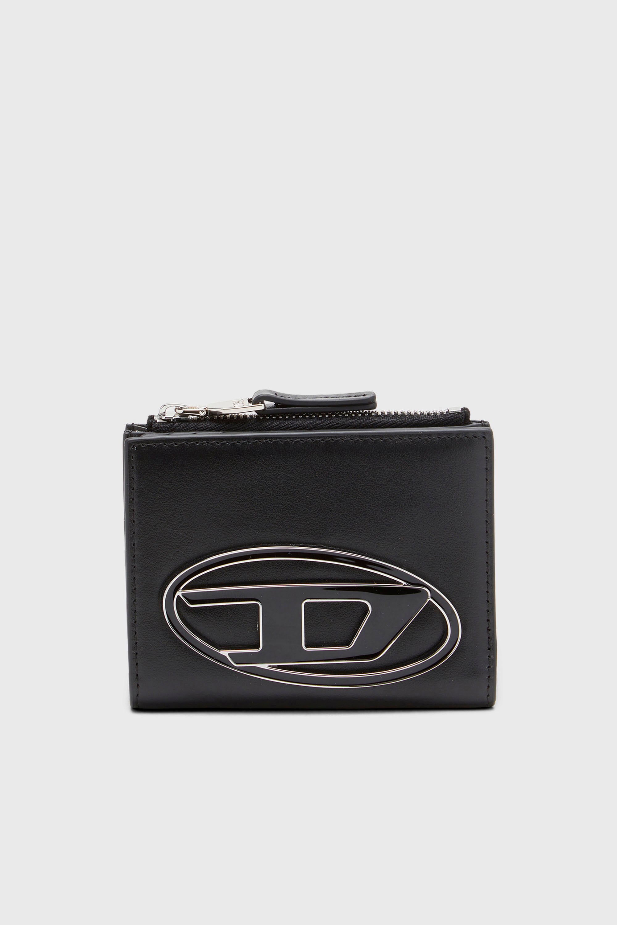 Diesel - 1DR BI-FOLD ZIP II, Female's Small leather wallet with logo plaque in ブラック - 1