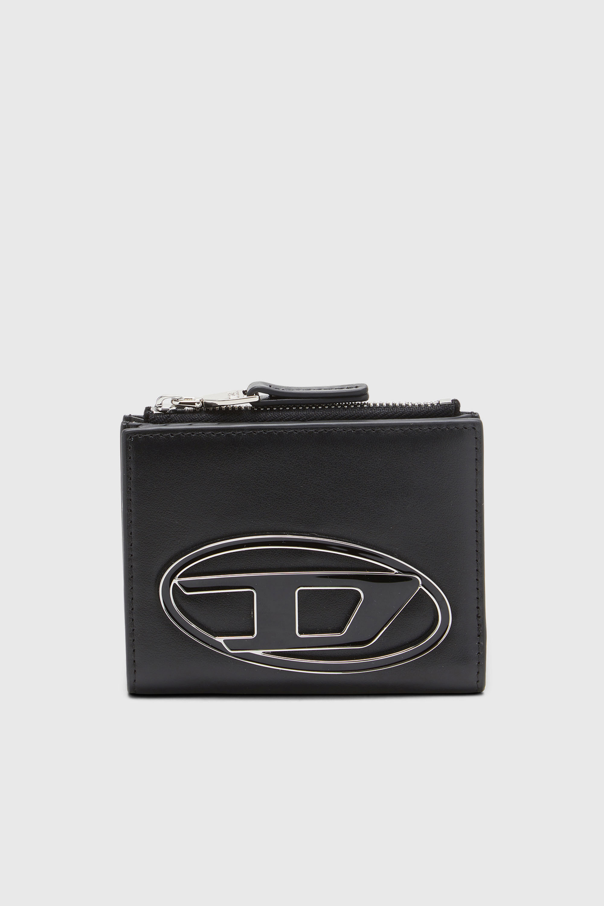 Diesel - 1DR BI-FOLD ZIP II, Female's Small leather wallet with logo plaque in ブラック - 1