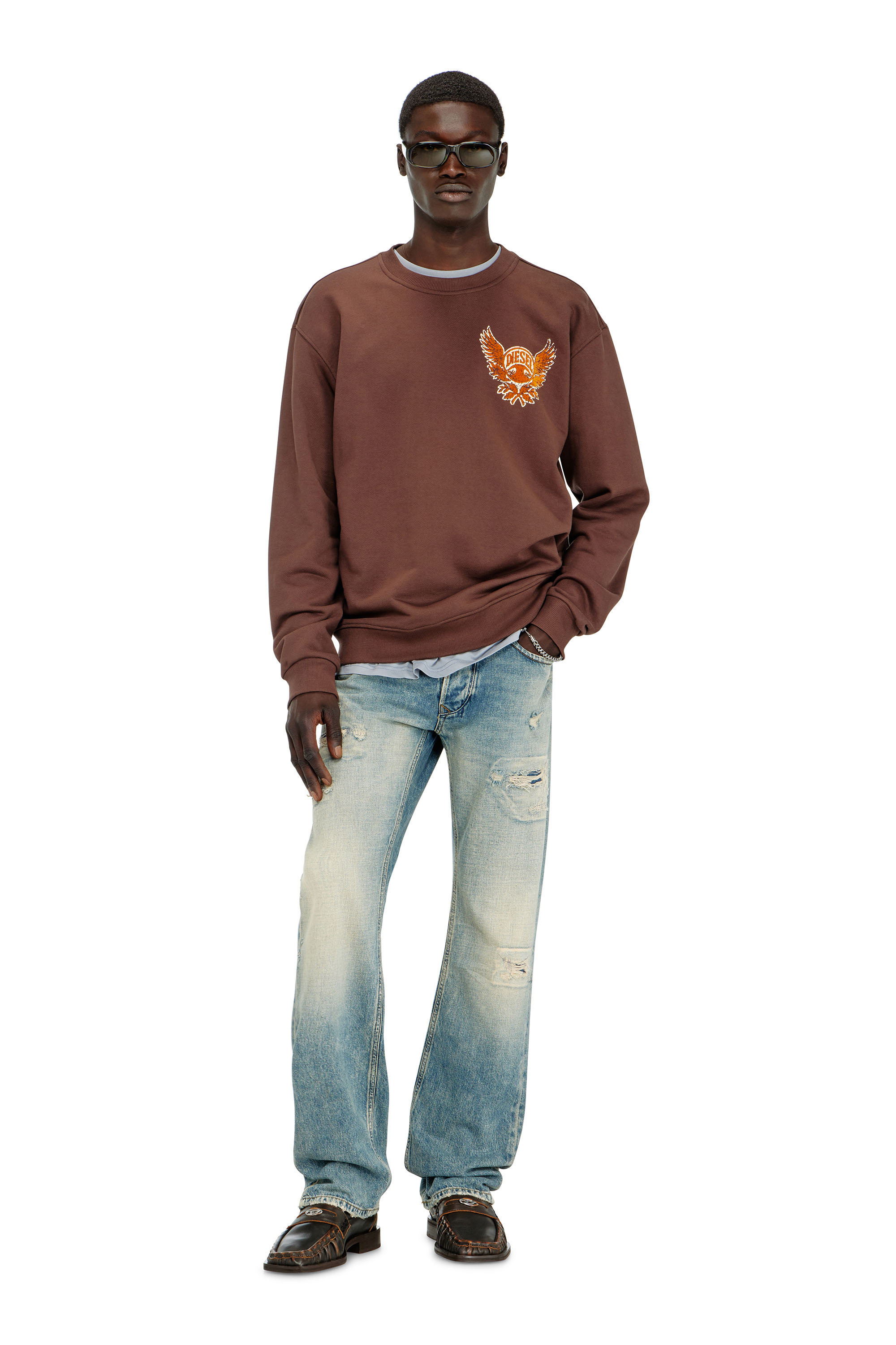 Diesel - S-NORM-AA2, Male's プルオーバースウェット in ブラウン - 2