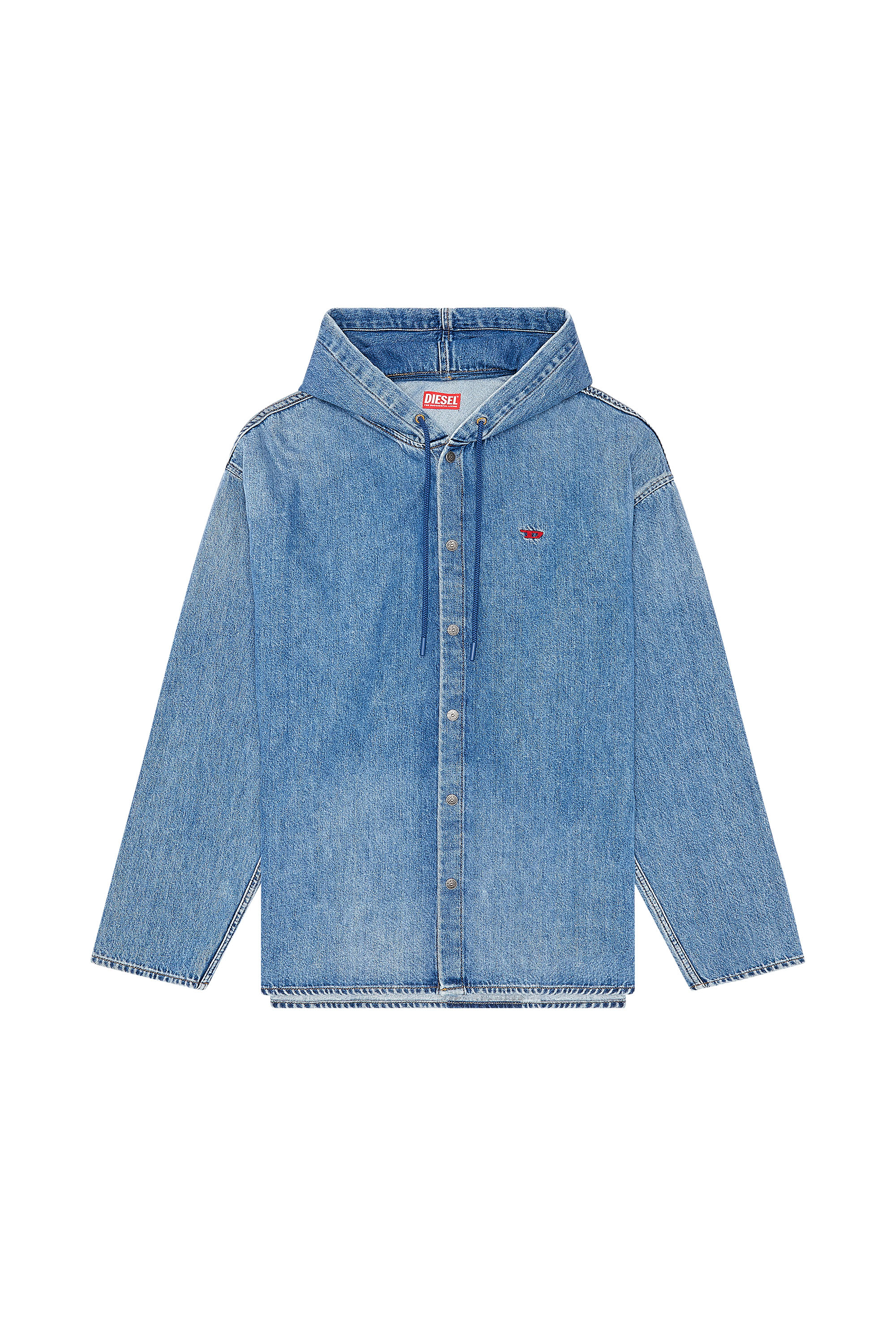 Diesel - D-DEWNY-HOOD, Male's Hybrid shirt in fix denim in ブルー - 2