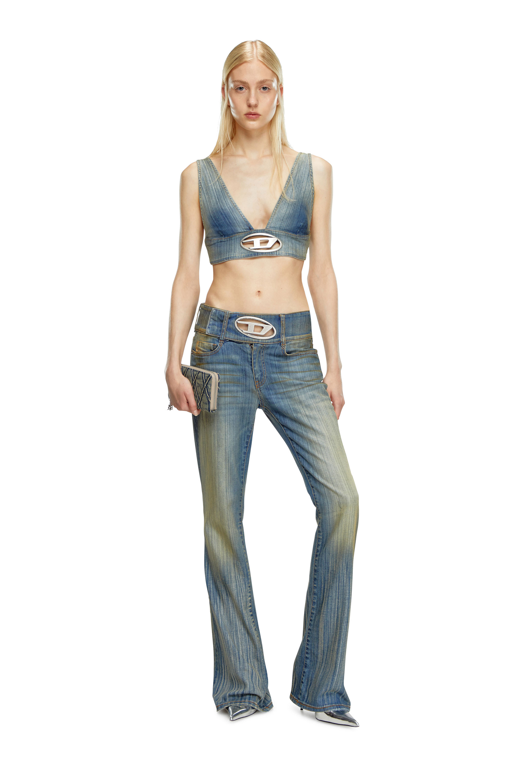 Diesel - DE-ELLY-S, Female's Bra top in streaky heritage denim in ミディアムブルー - 2