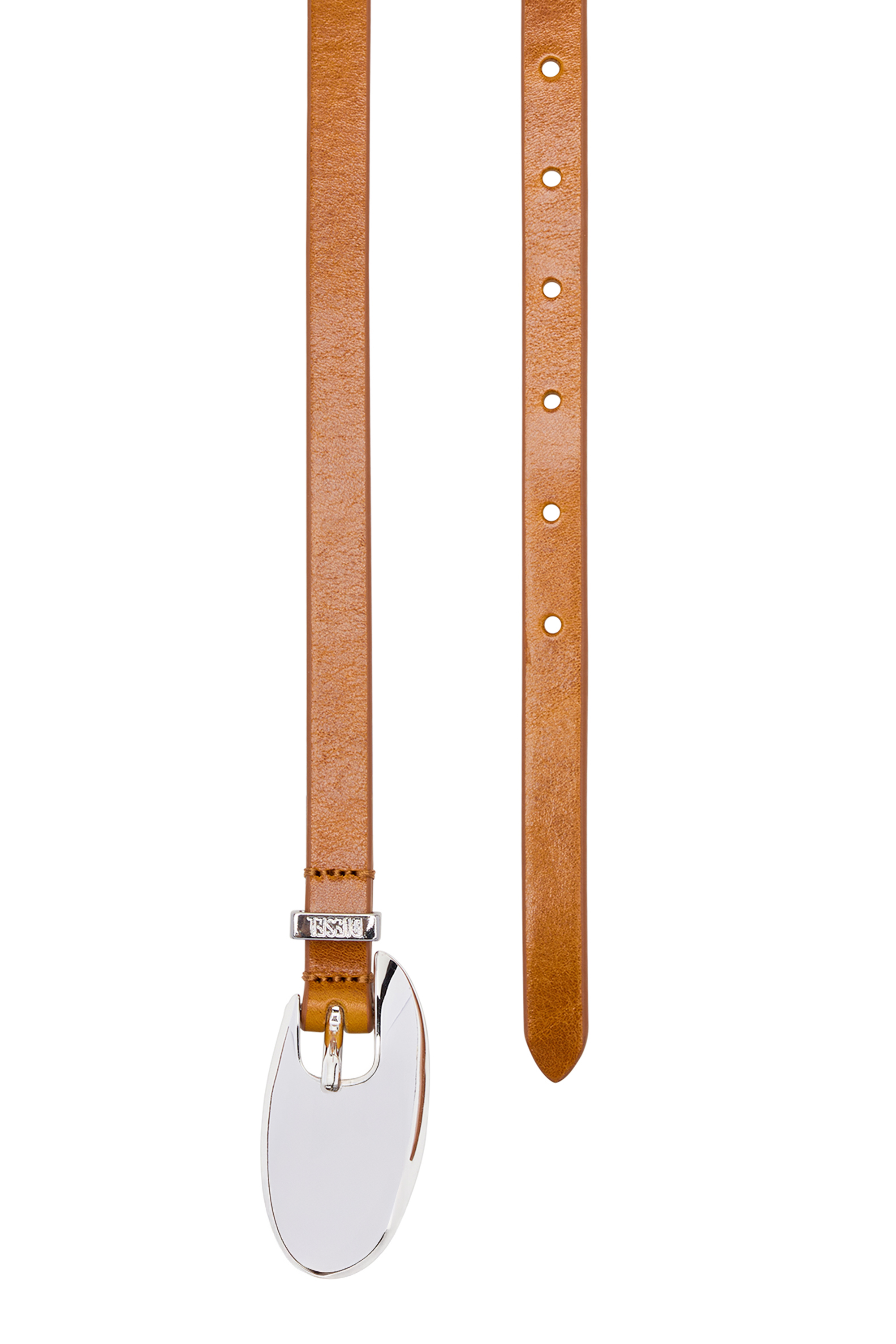Diesel - B-ROP 15, Female's 1.5cm leather belt with sculptural buckle in ライトブラウン - 3